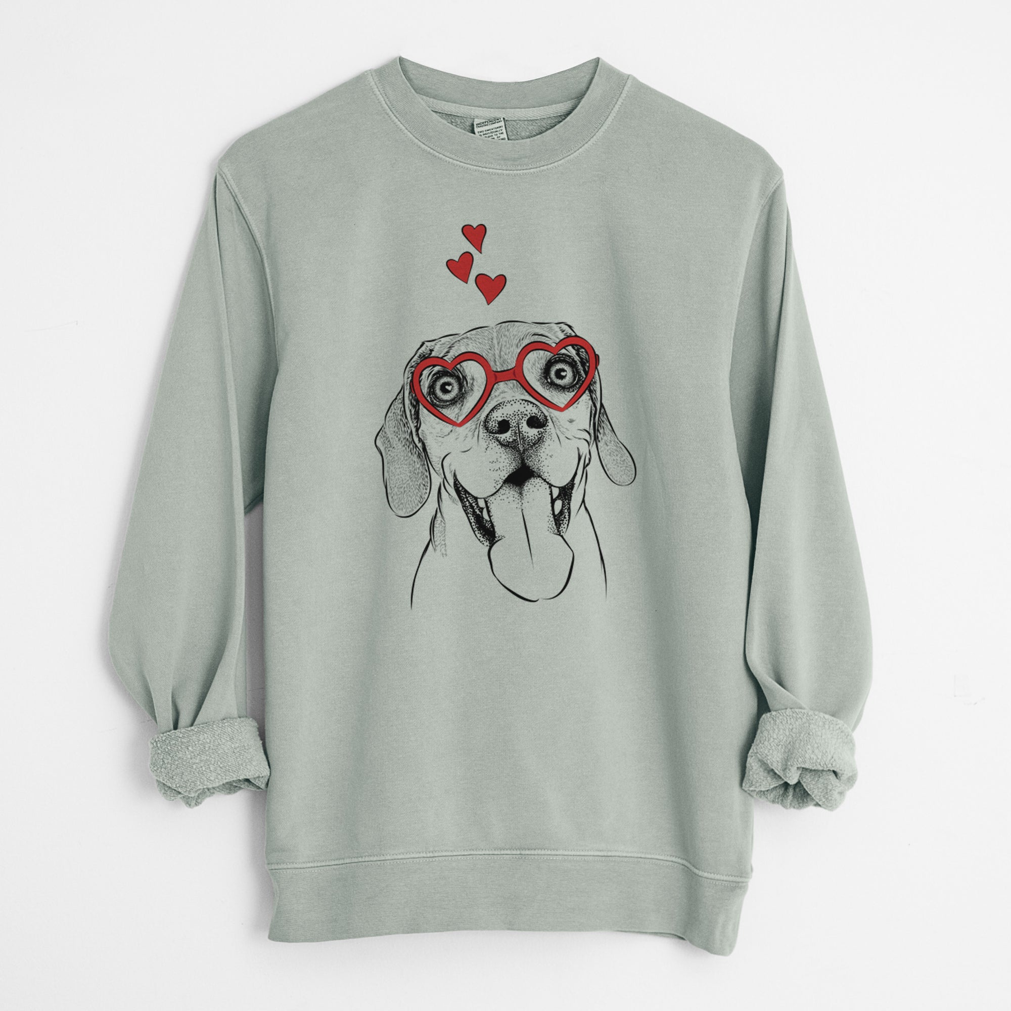 Valentine Sunny the Beagle - Unisex Pigment Dyed Crew Sweatshirt