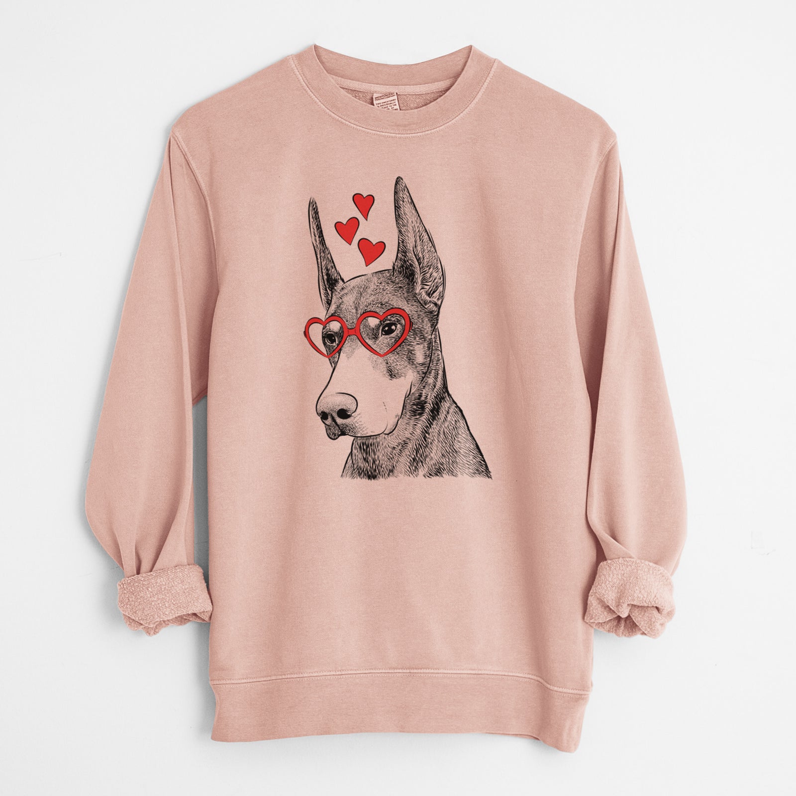 Valentine Sunny the Doberman Pinscher - Unisex Pigment Dyed Crew Sweatshirt