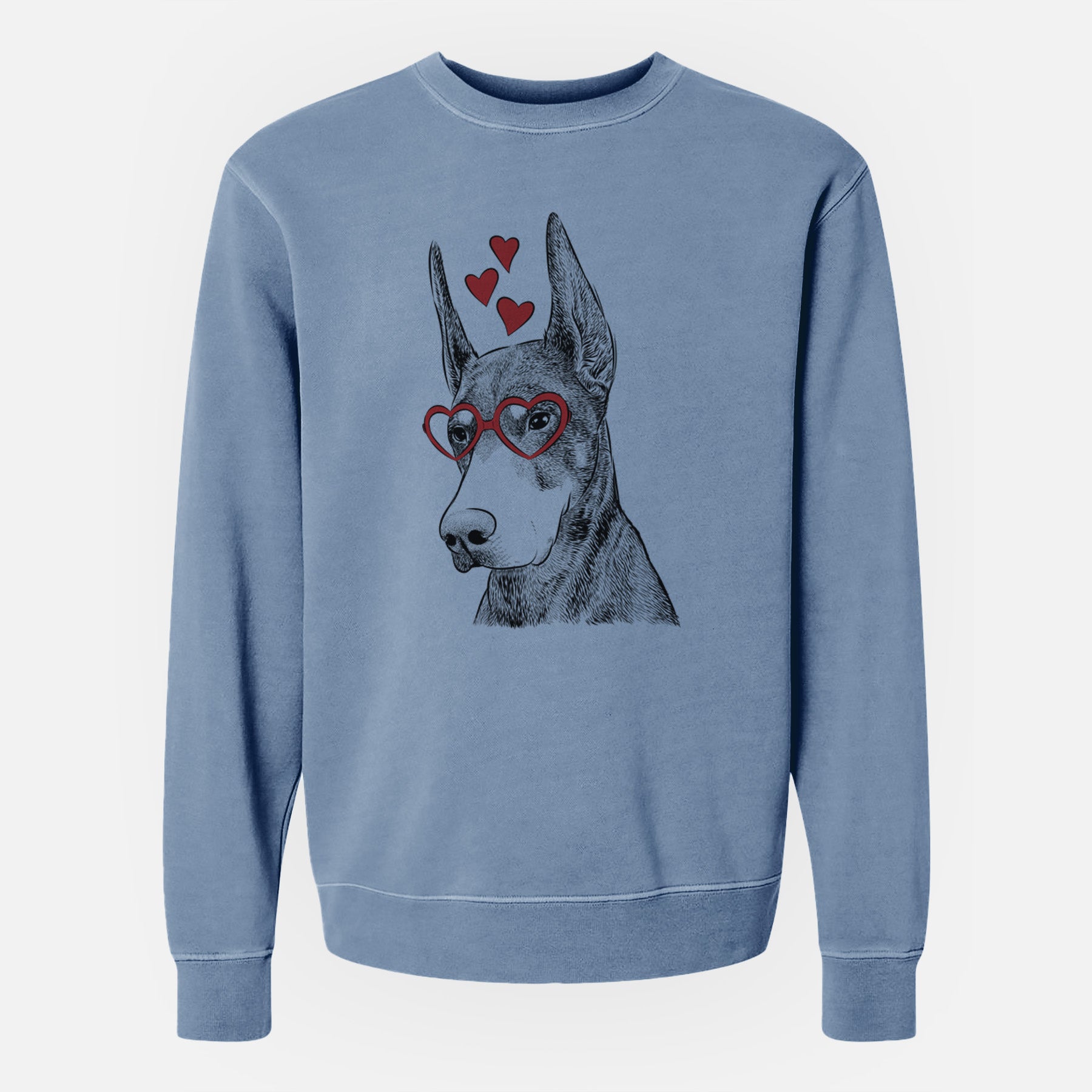 Valentine Sunny the Doberman Pinscher - Unisex Pigment Dyed Crew Sweatshirt