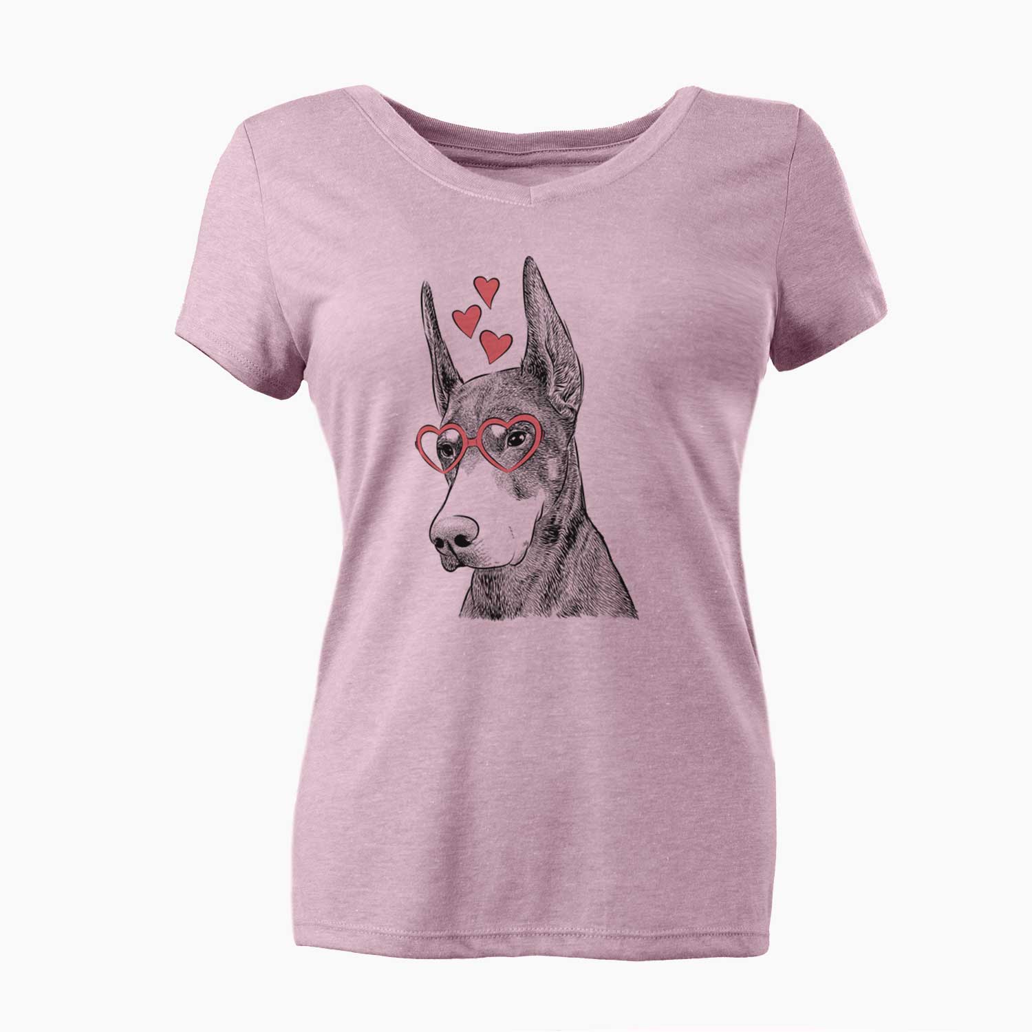 Valentine Sunny the Doberman Pinscher - Women's V-neck Shirt