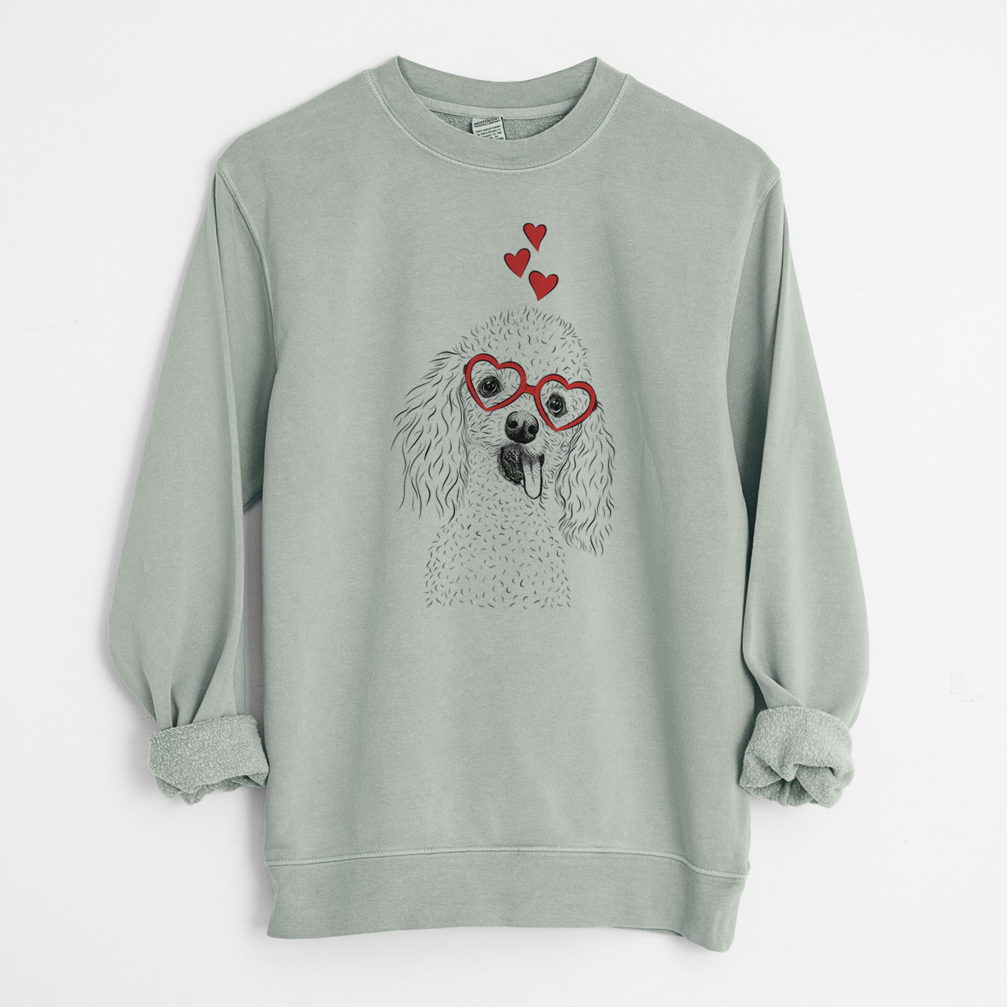 Valentine Super Joey the Toy Poodle - Unisex Pigment Dyed Crew Sweatshirt