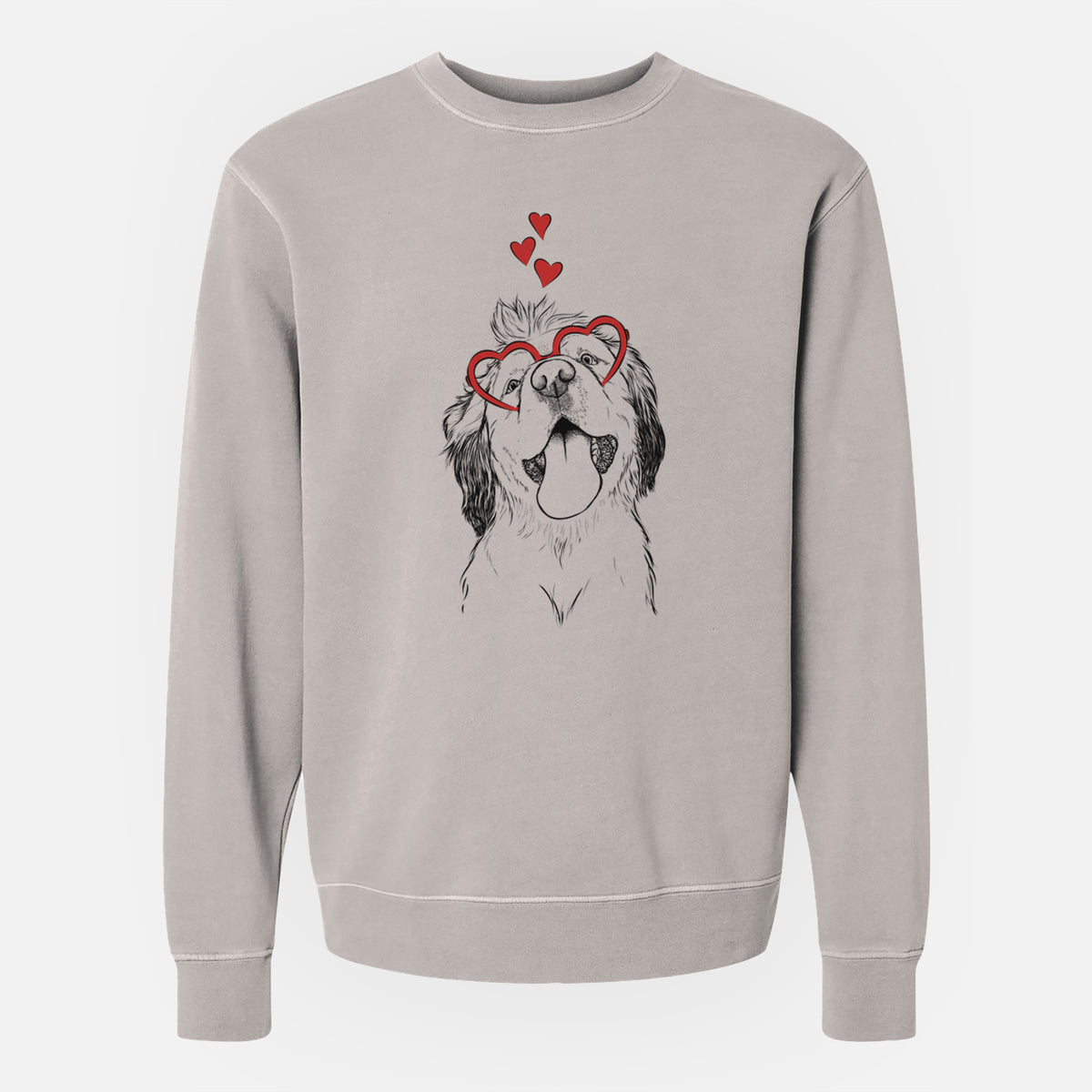 Valentine Sven the Double Merle Spaniel Aussie Mix - Unisex Pigment Dyed Crew Sweatshirt
