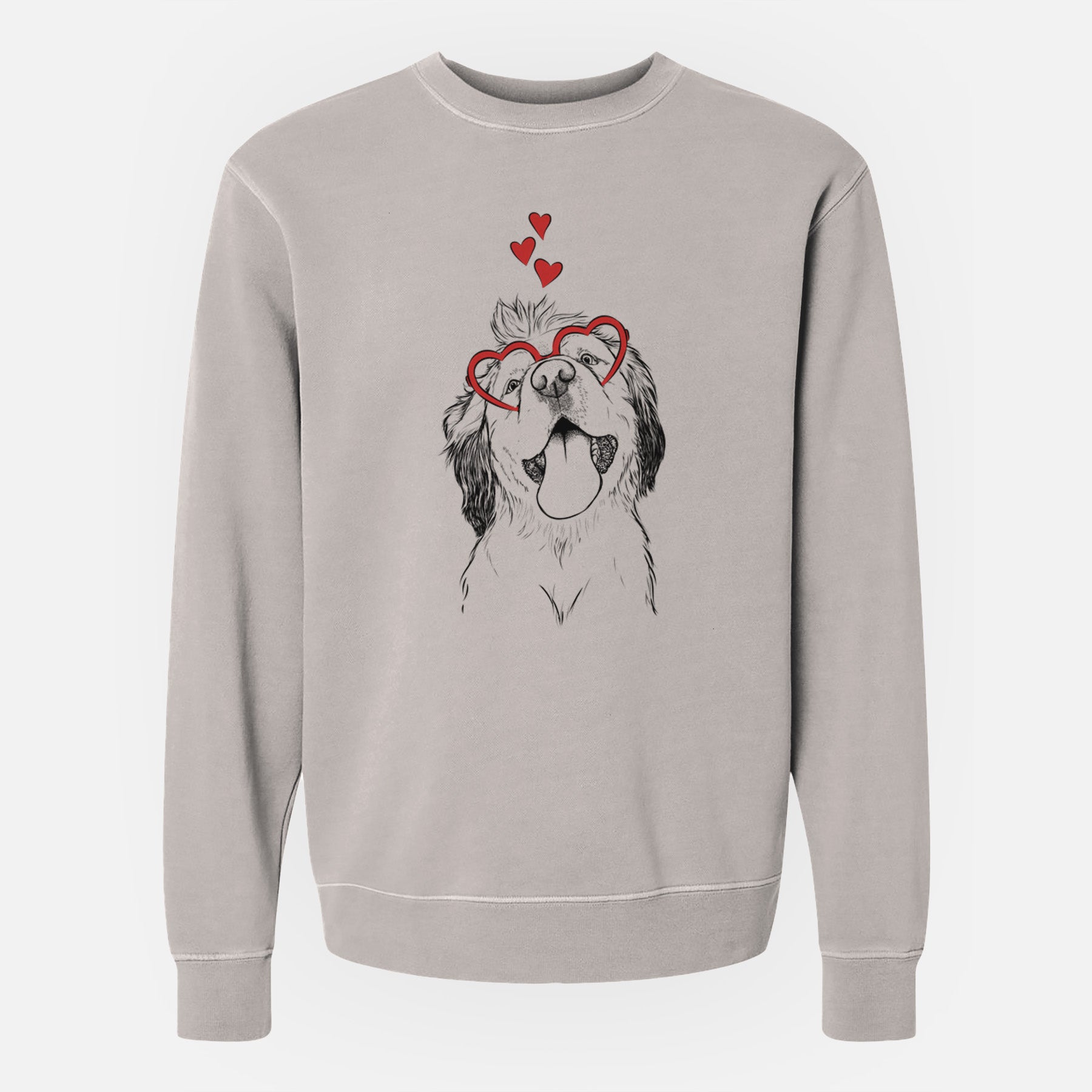 Valentine Sven the Double Merle Spaniel Aussie Mix - Unisex Pigment Dyed Crew Sweatshirt