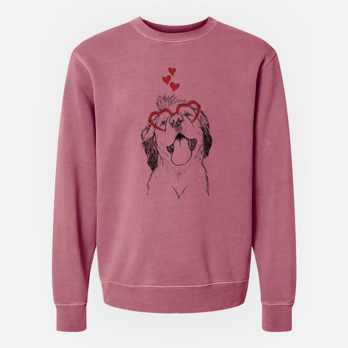 Valentine Sven the Double Merle Spaniel Aussie Mix - Unisex Pigment Dyed Crew Sweatshirt