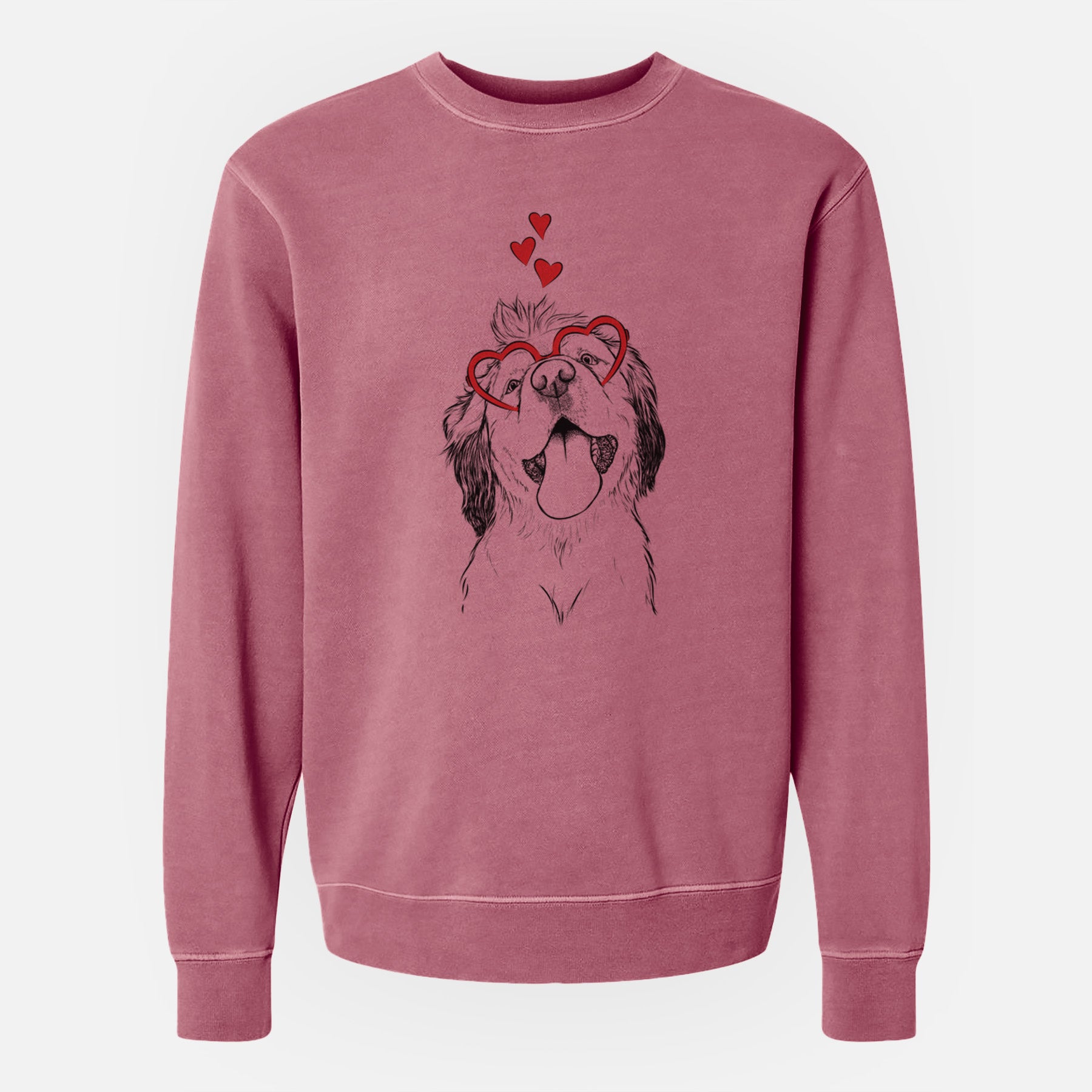 Valentine Sven the Double Merle Spaniel Aussie Mix - Unisex Pigment Dyed Crew Sweatshirt