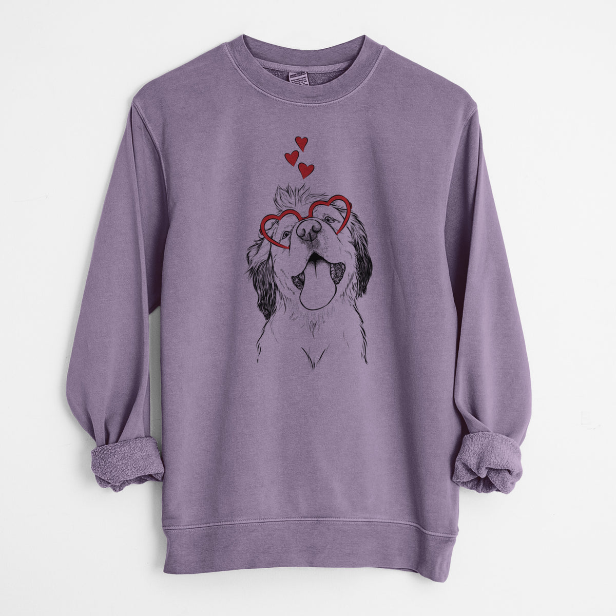 Valentine Sven the Double Merle Spaniel Aussie Mix - Unisex Pigment Dyed Crew Sweatshirt