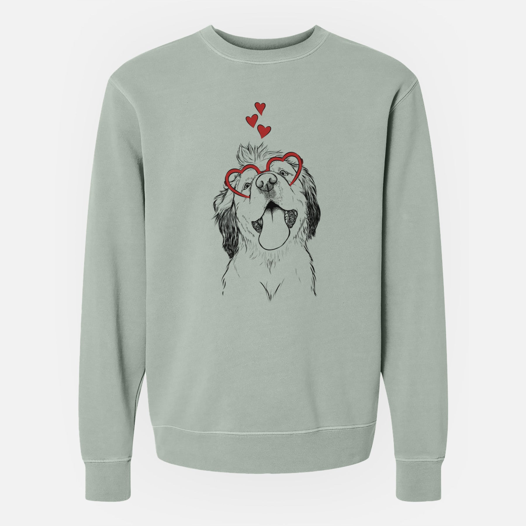 Valentine Sven the Double Merle Spaniel Aussie Mix - Unisex Pigment Dyed Crew Sweatshirt