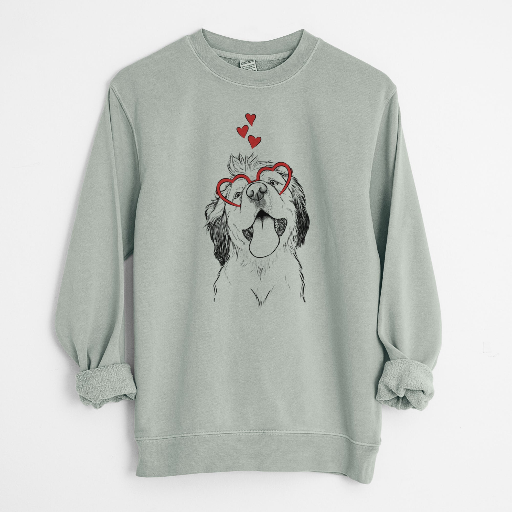 Valentine Sven the Double Merle Spaniel Aussie Mix - Unisex Pigment Dyed Crew Sweatshirt