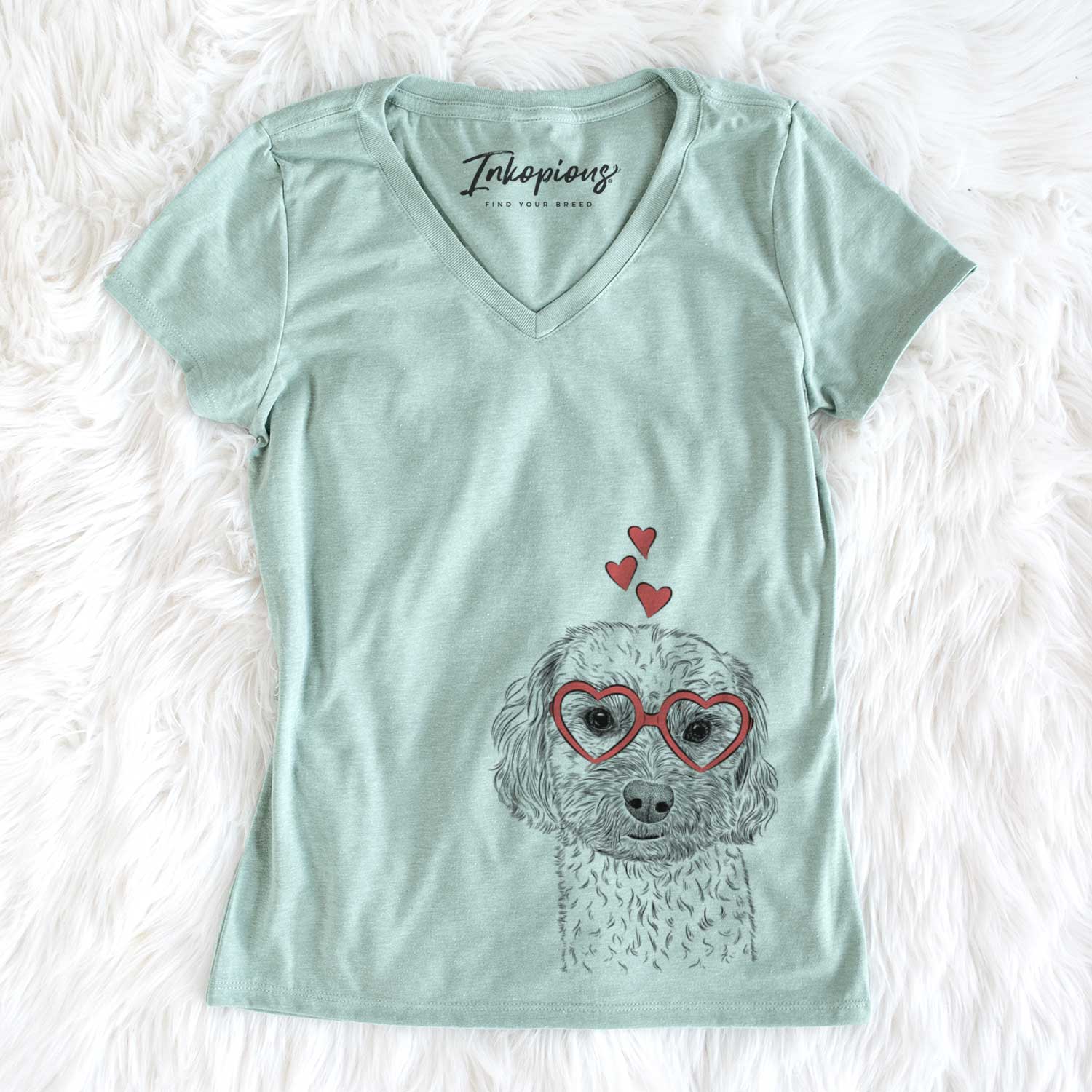 Valentine Sweet George the Mixed Breed - Women's V-neck Shirt