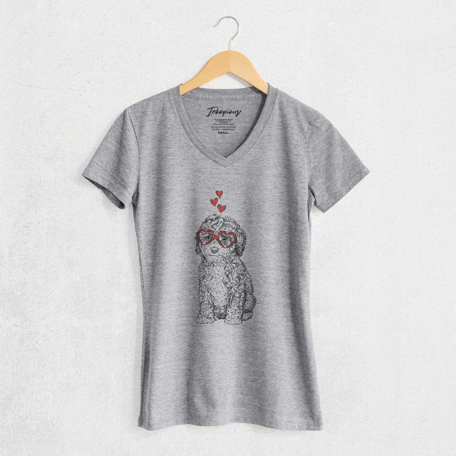 Valentine Sweet Tea the Mini Doodle - Women's V-neck Shirt