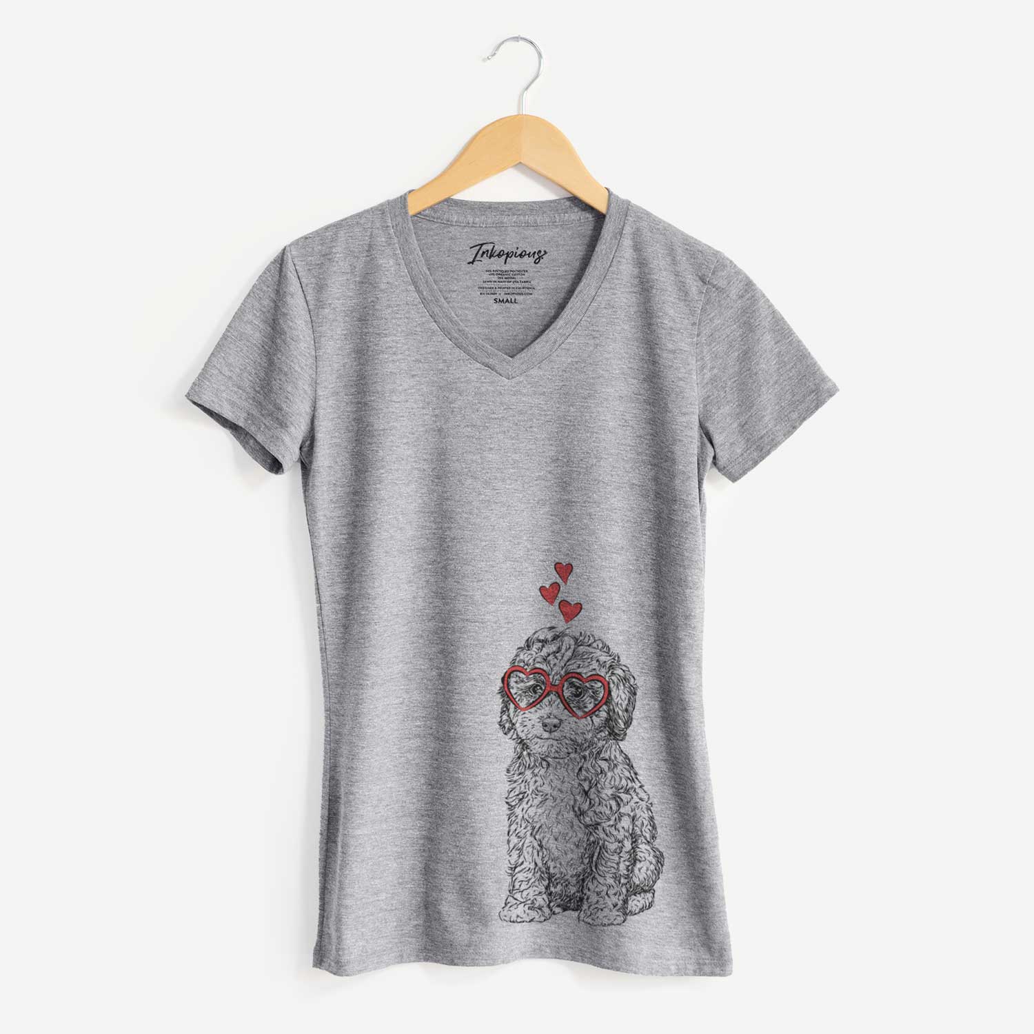 Valentine Sweet Tea the Mini Doodle - Women's V-neck Shirt