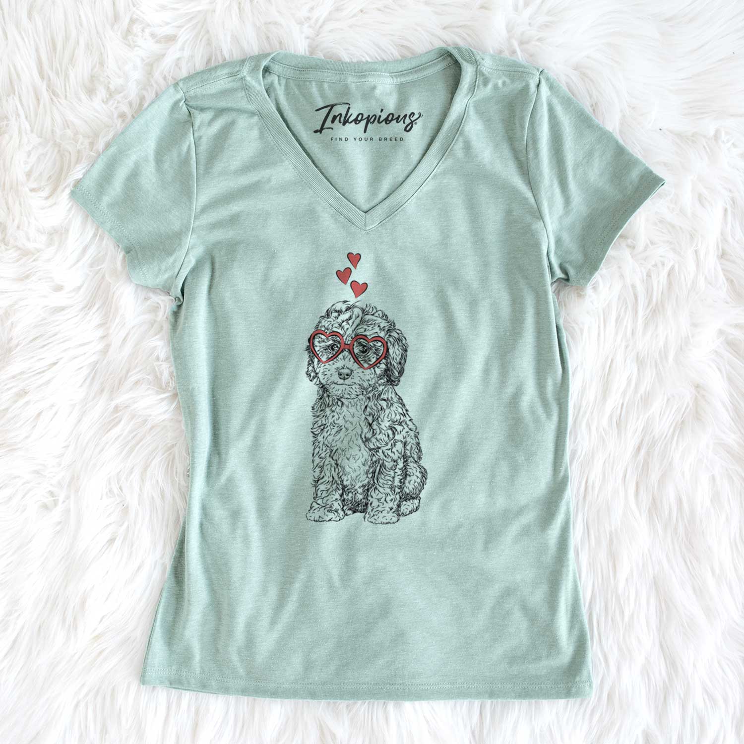 Valentine Sweet Tea the Mini Doodle - Women's V-neck Shirt