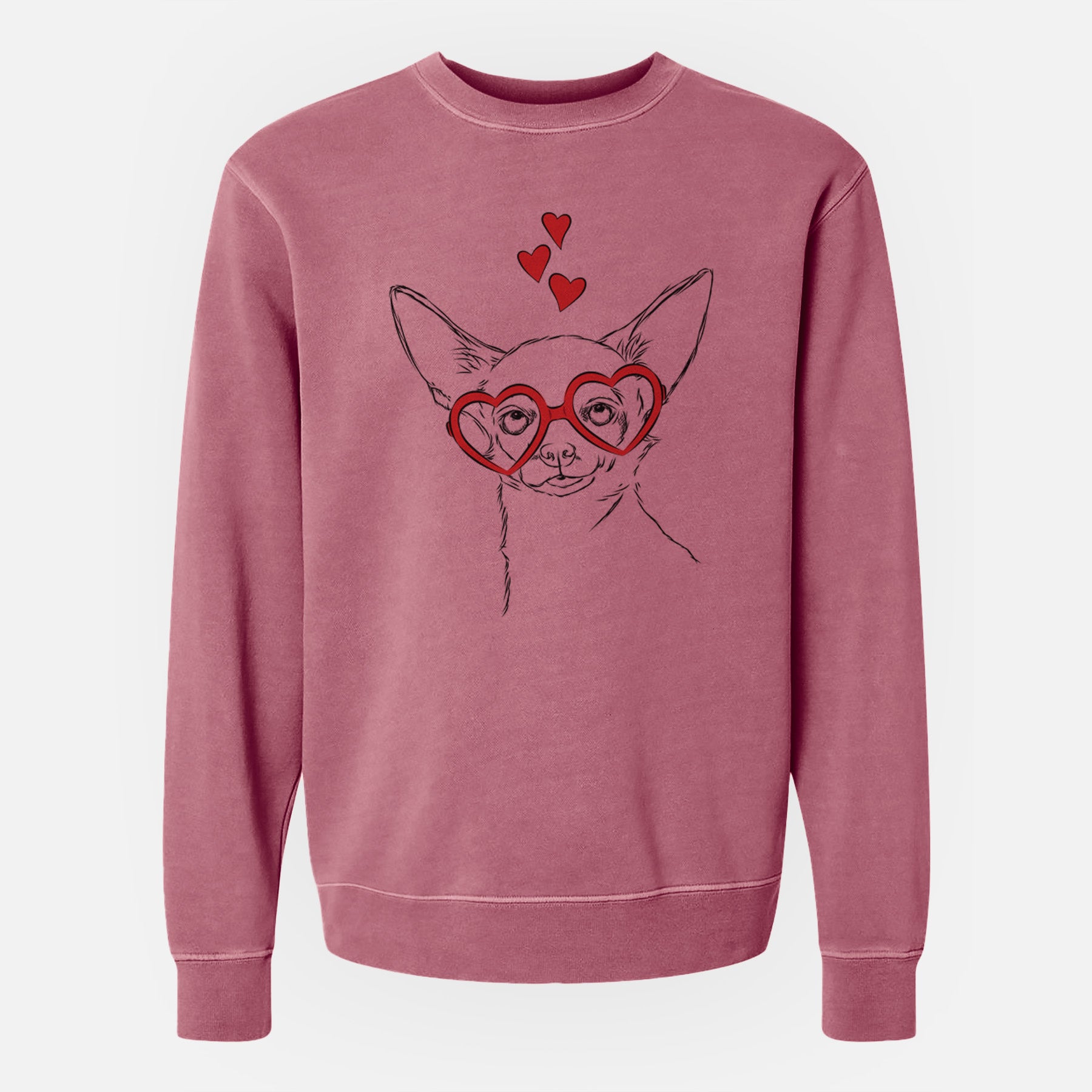 Valentine Tabitha the Chihuahua - Unisex Pigment Dyed Crew Sweatshirt