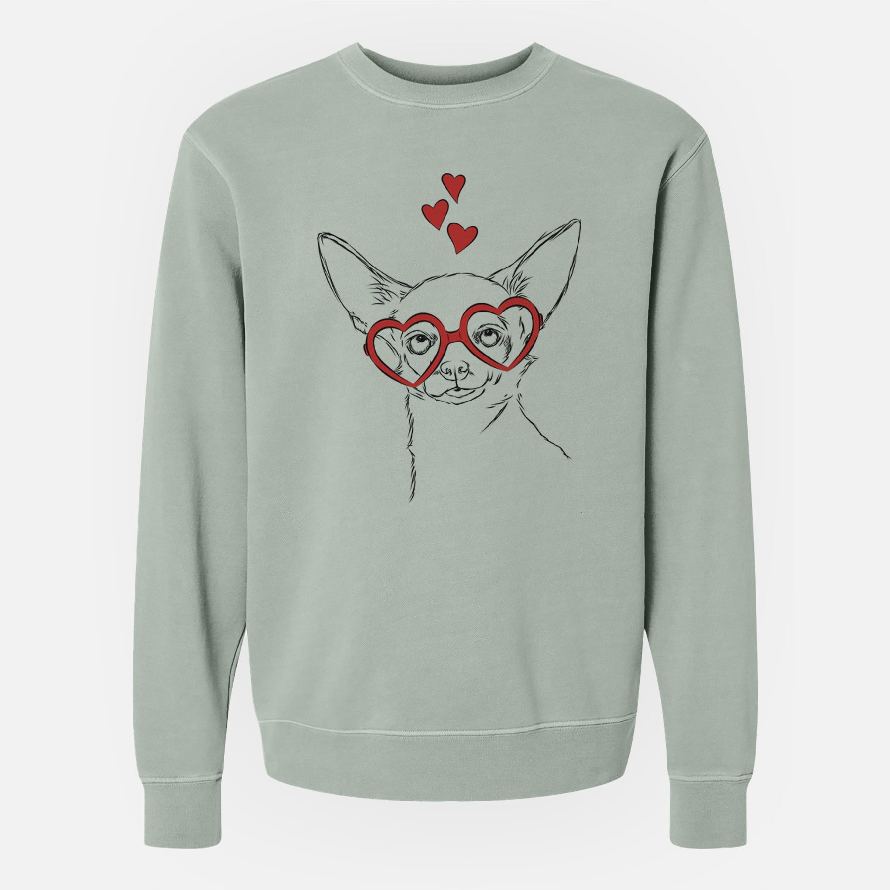 Valentine Tabitha the Chihuahua - Unisex Pigment Dyed Crew Sweatshirt