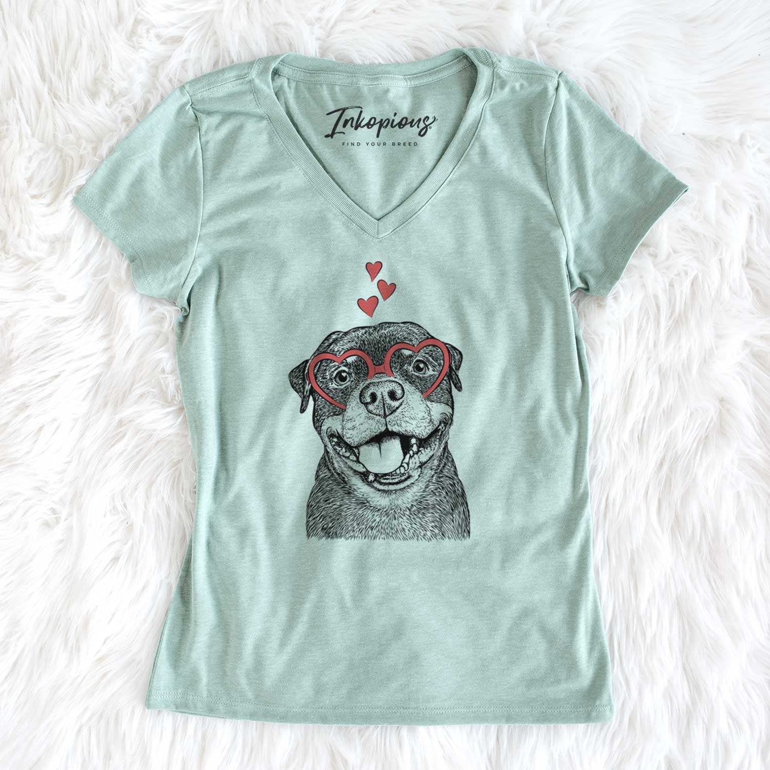 Valentine Talos the Rottweiler - Women's V-neck Shirt