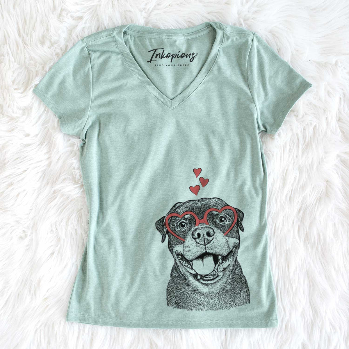 Valentine Talos the Rottweiler - Women&#39;s V-neck Shirt