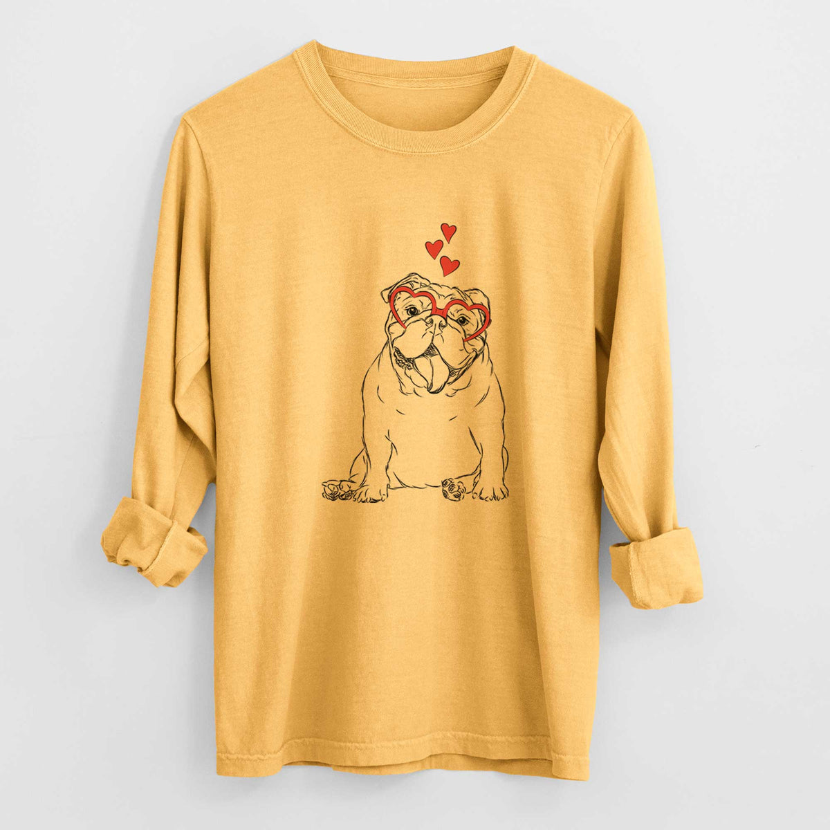 Valentine Tank the English Bulldog - Heavyweight 100% Cotton Long Sleeve