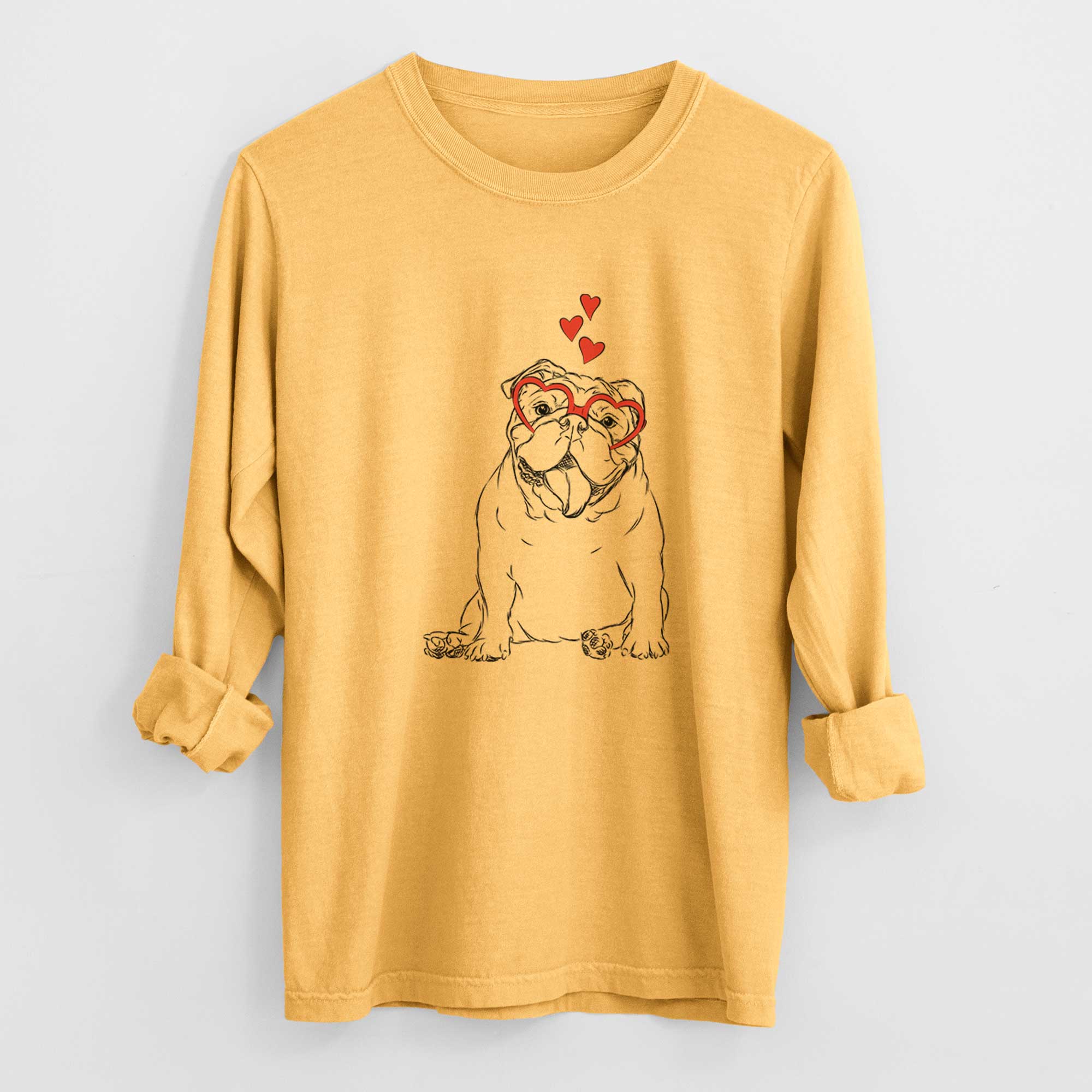 Valentine Tank the English Bulldog - Heavyweight 100% Cotton Long Sleeve