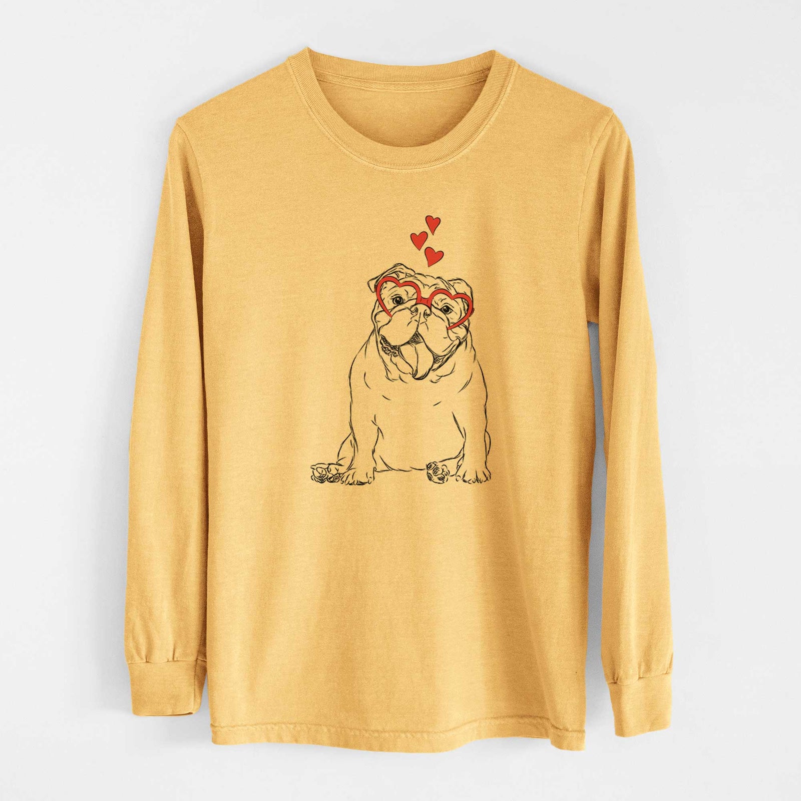 Valentine Tank the English Bulldog - Heavyweight 100% Cotton Long Sleeve