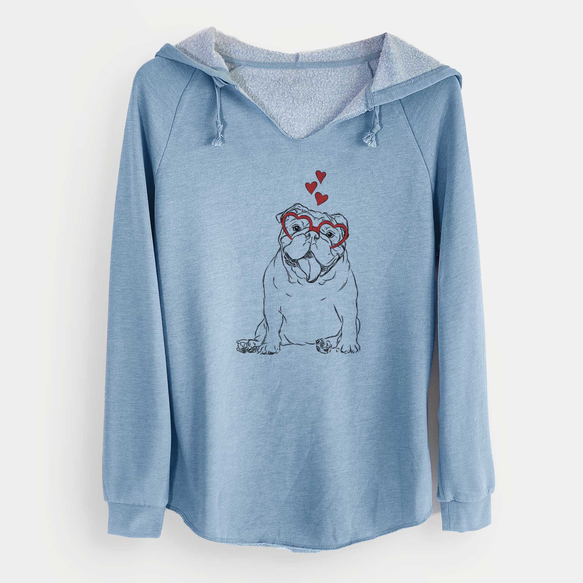 Valentine Tank the English Bulldog - Cali Wave Hooded Sweatshirt