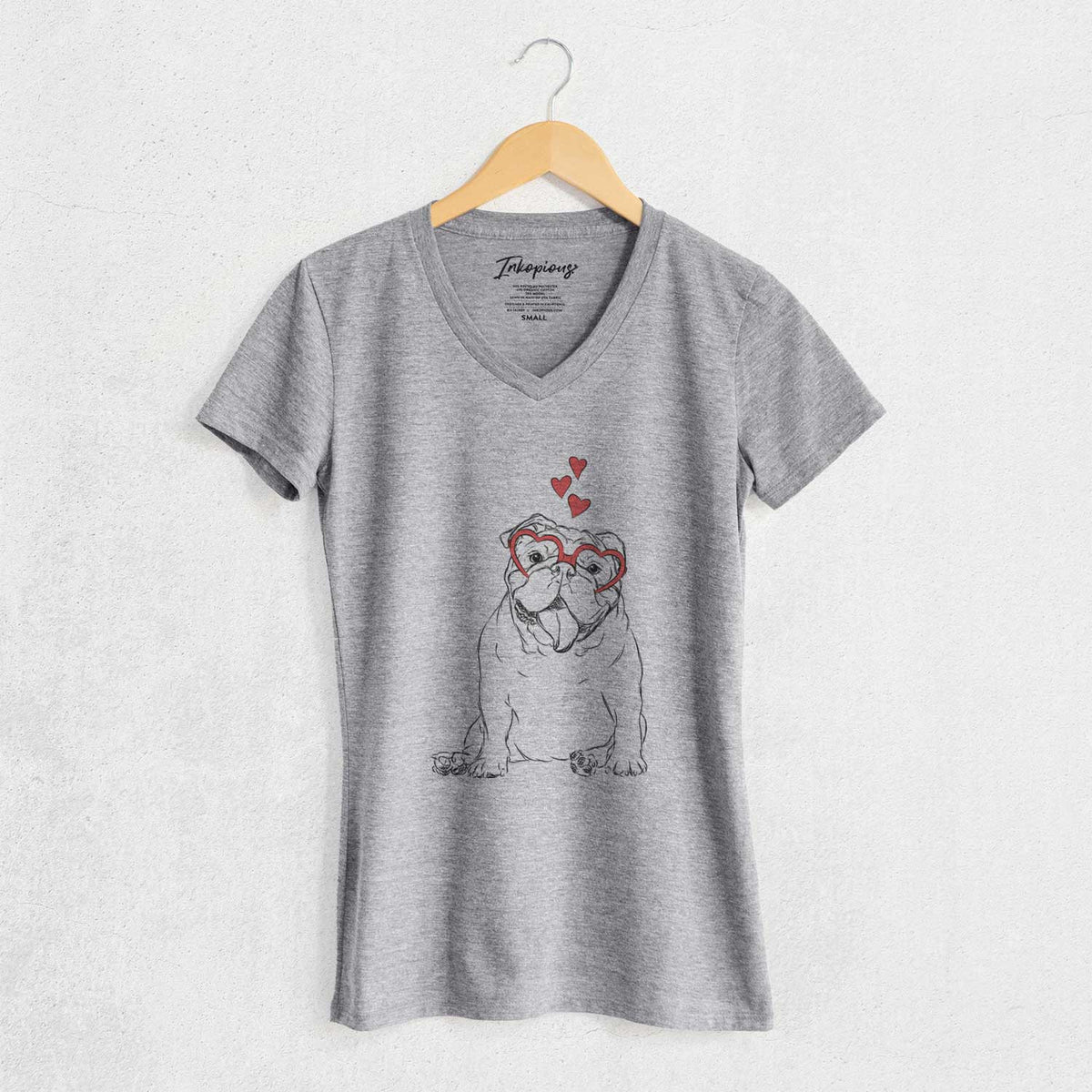 Valentine Tank the English Bulldog - Women's V-neck Shirt