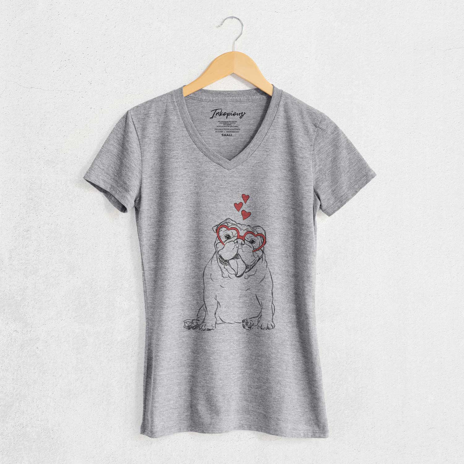 Valentine Tank the English Bulldog - Women's V-neck Shirt