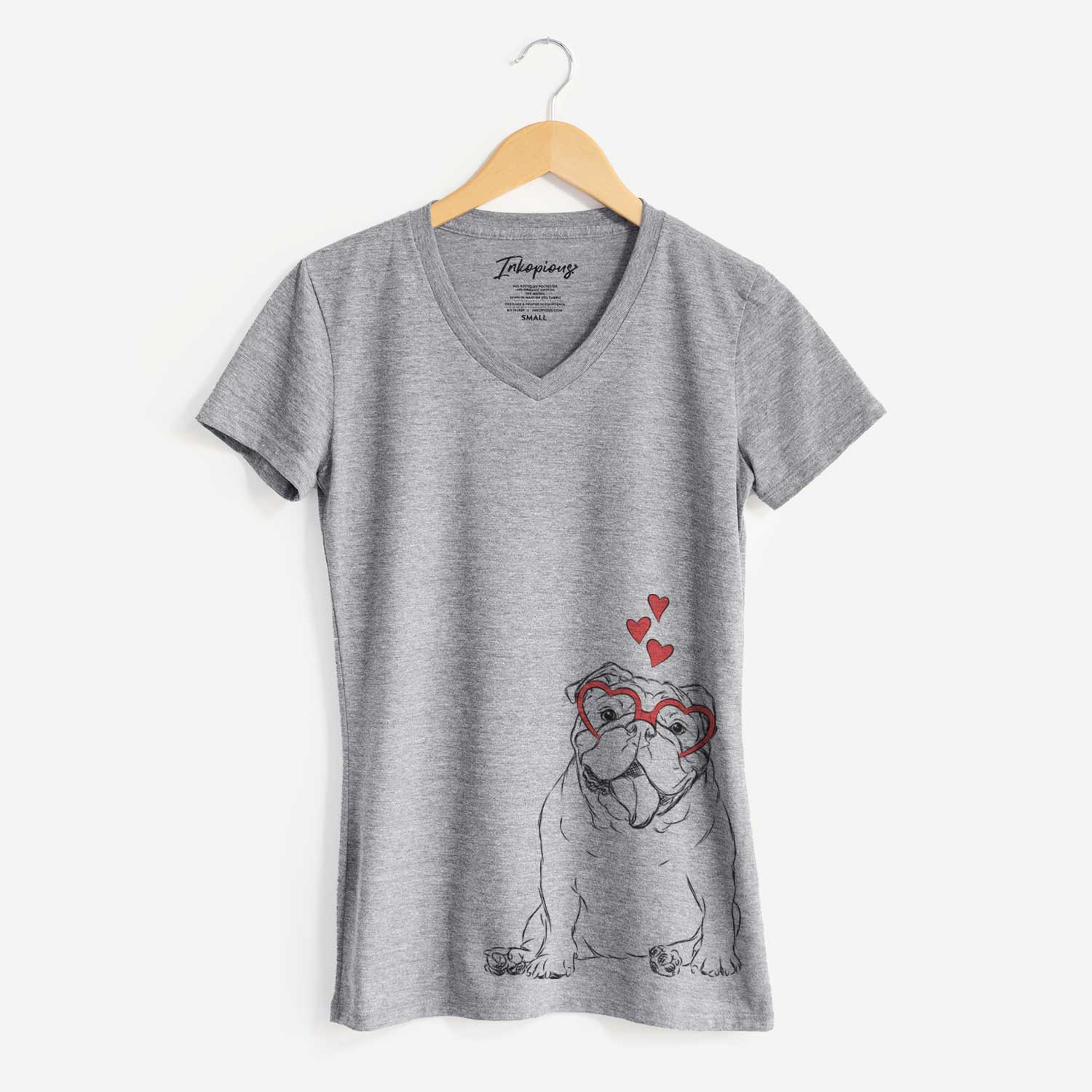 Valentine Tank the English Bulldog - Women's V-neck Shirt
