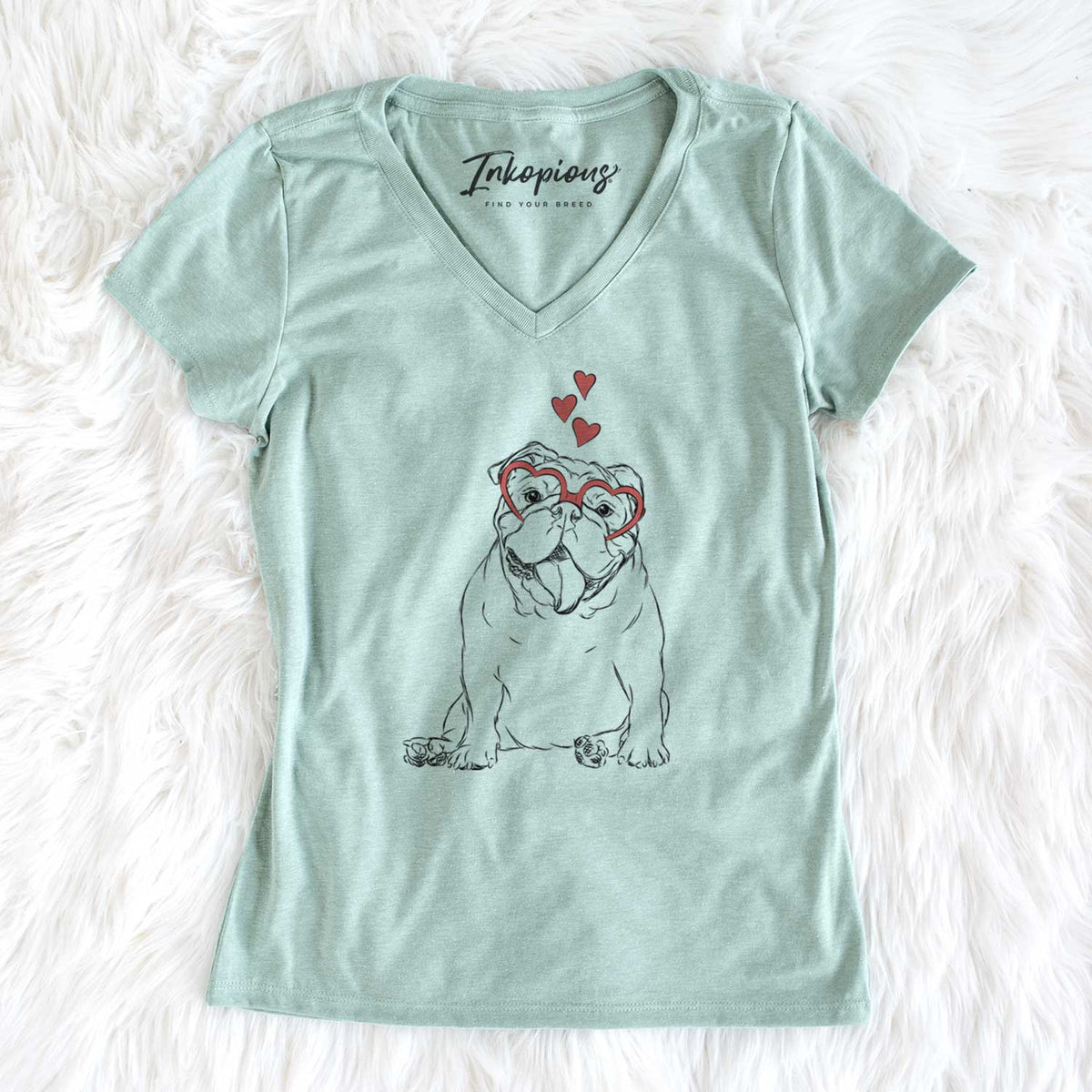 Valentine Tank the English Bulldog - Women's V-neck Shirt
