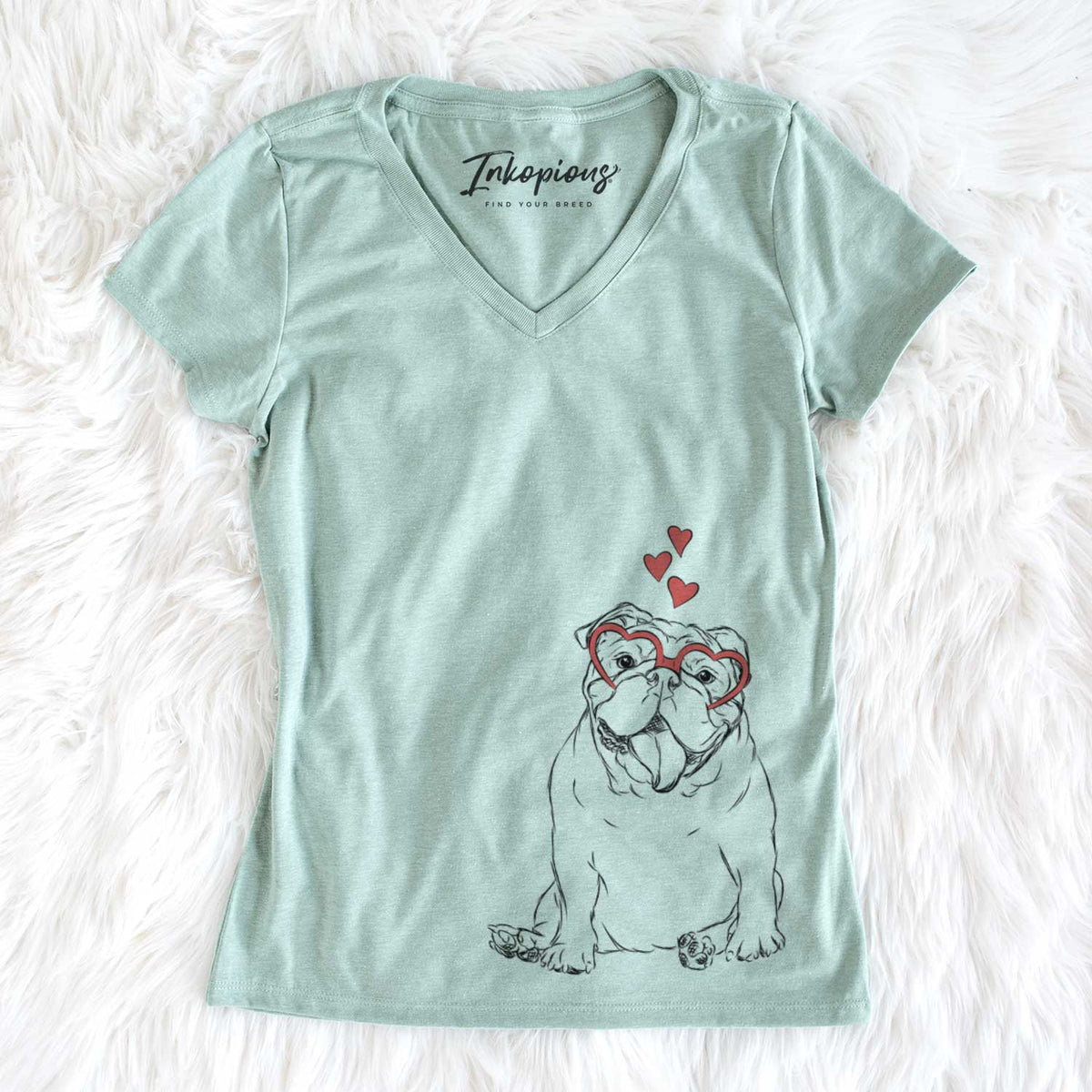 Valentine Tank the English Bulldog - Women's V-neck Shirt