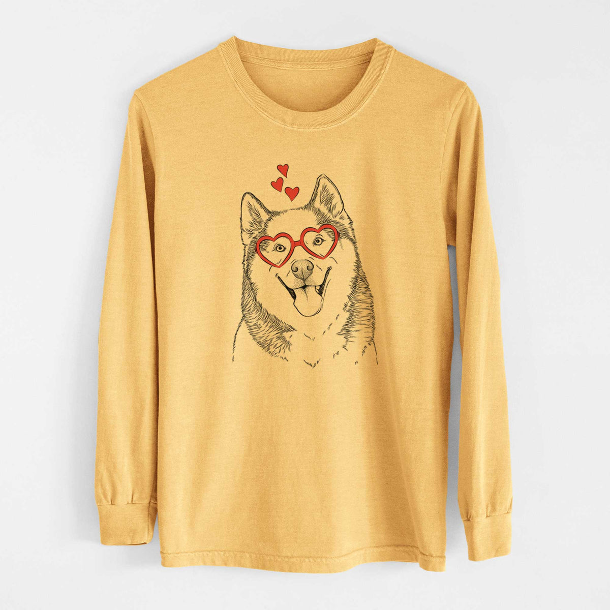 Valentine Teak the Siberian Husky - Heavyweight 100% Cotton Long Sleeve