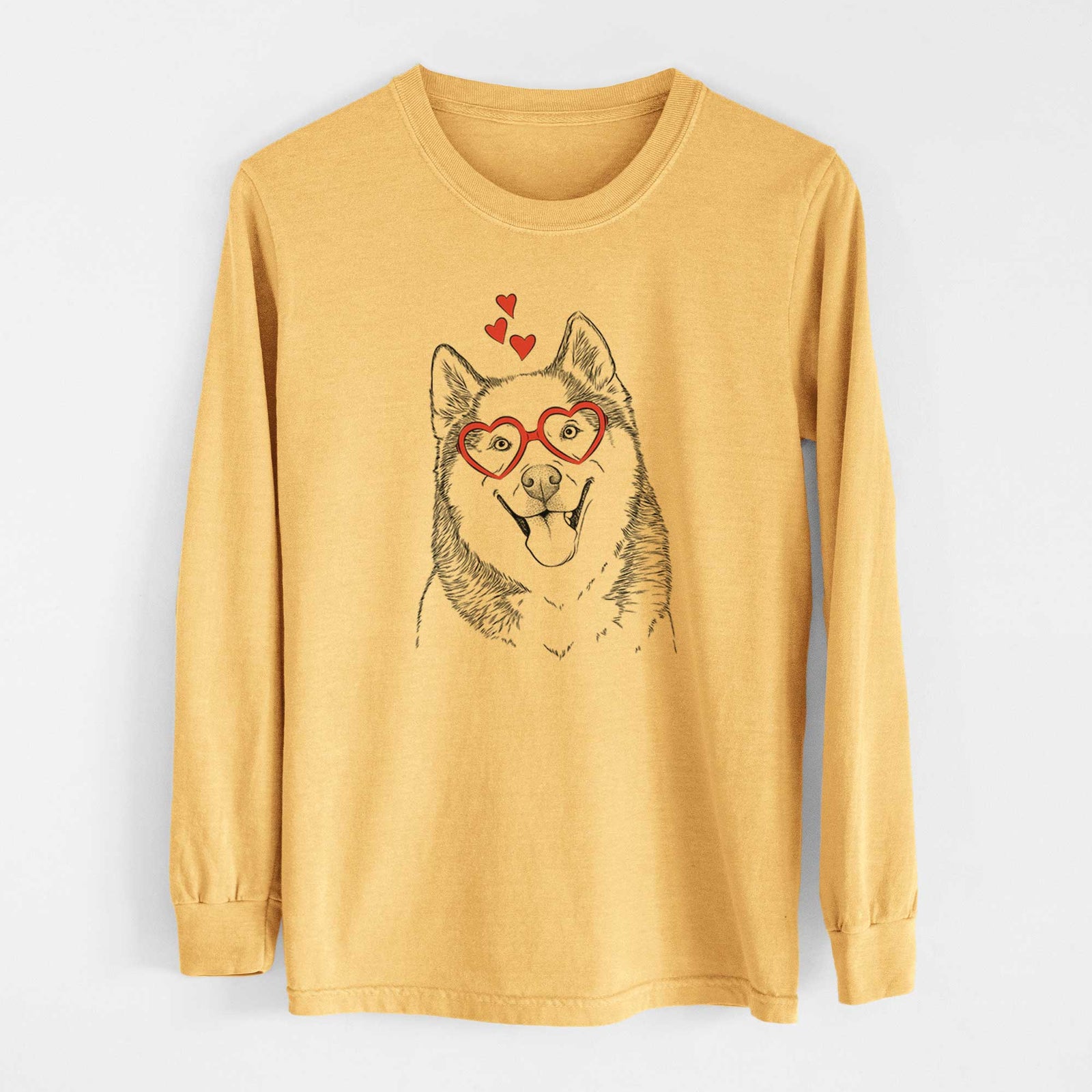 Valentine Teak the Siberian Husky - Heavyweight 100% Cotton Long Sleeve