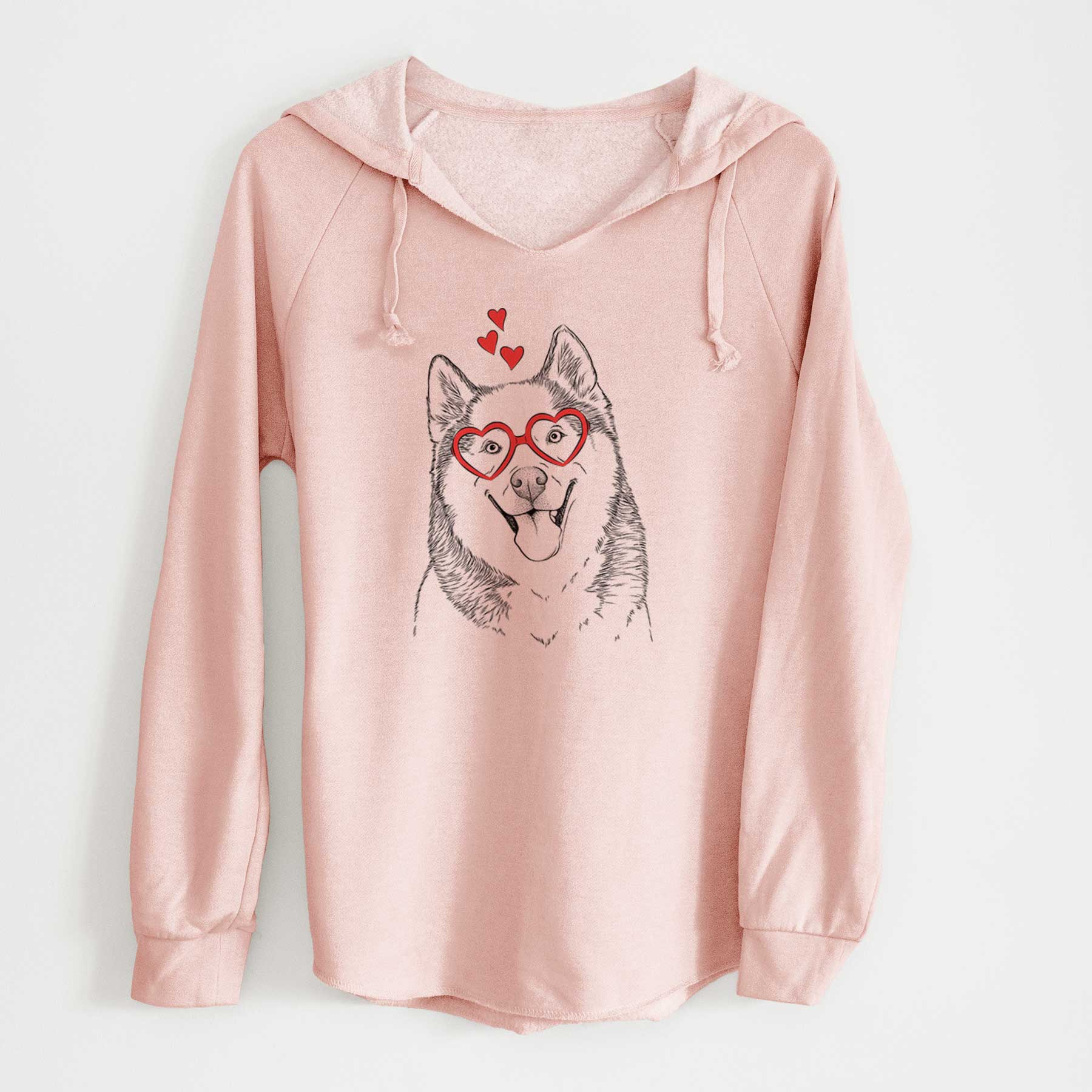 Valentine Teak the Siberian Husky - Cali Wave Hooded Sweatshirt