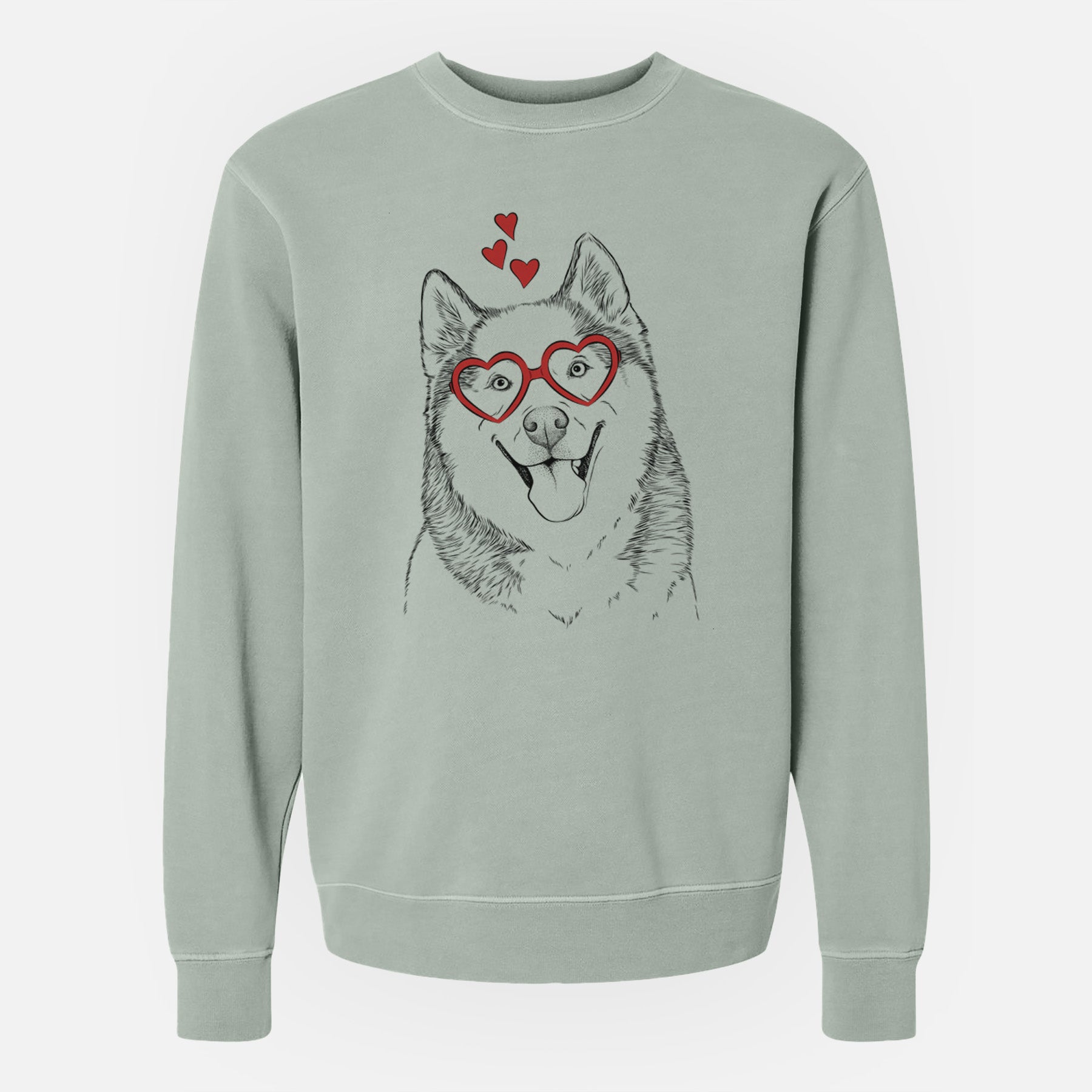 Valentine Teak the Siberian Husky - Unisex Pigment Dyed Crew Sweatshirt