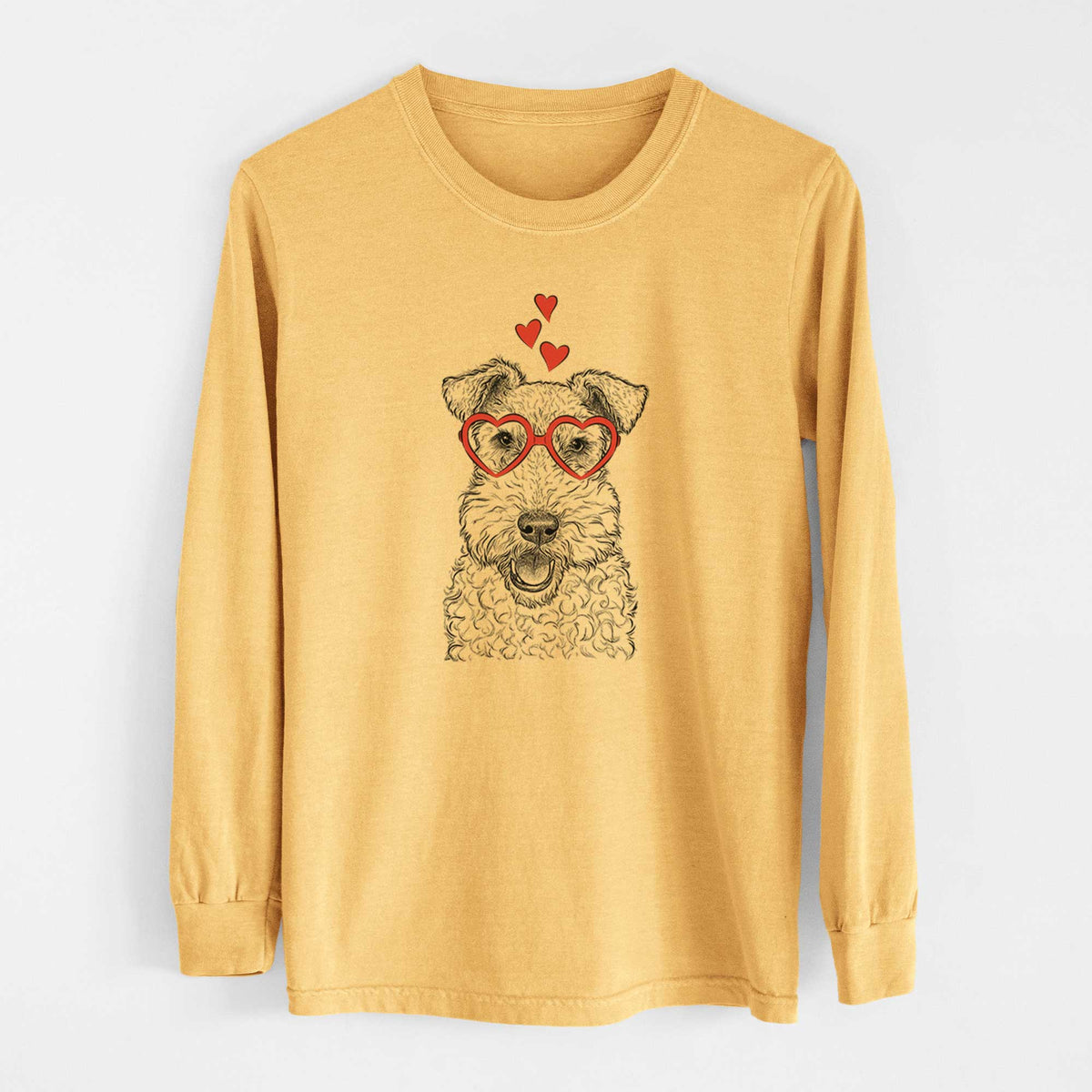 Valentine Ted the Wire Fox Terrier - Heavyweight 100% Cotton Long Sleeve