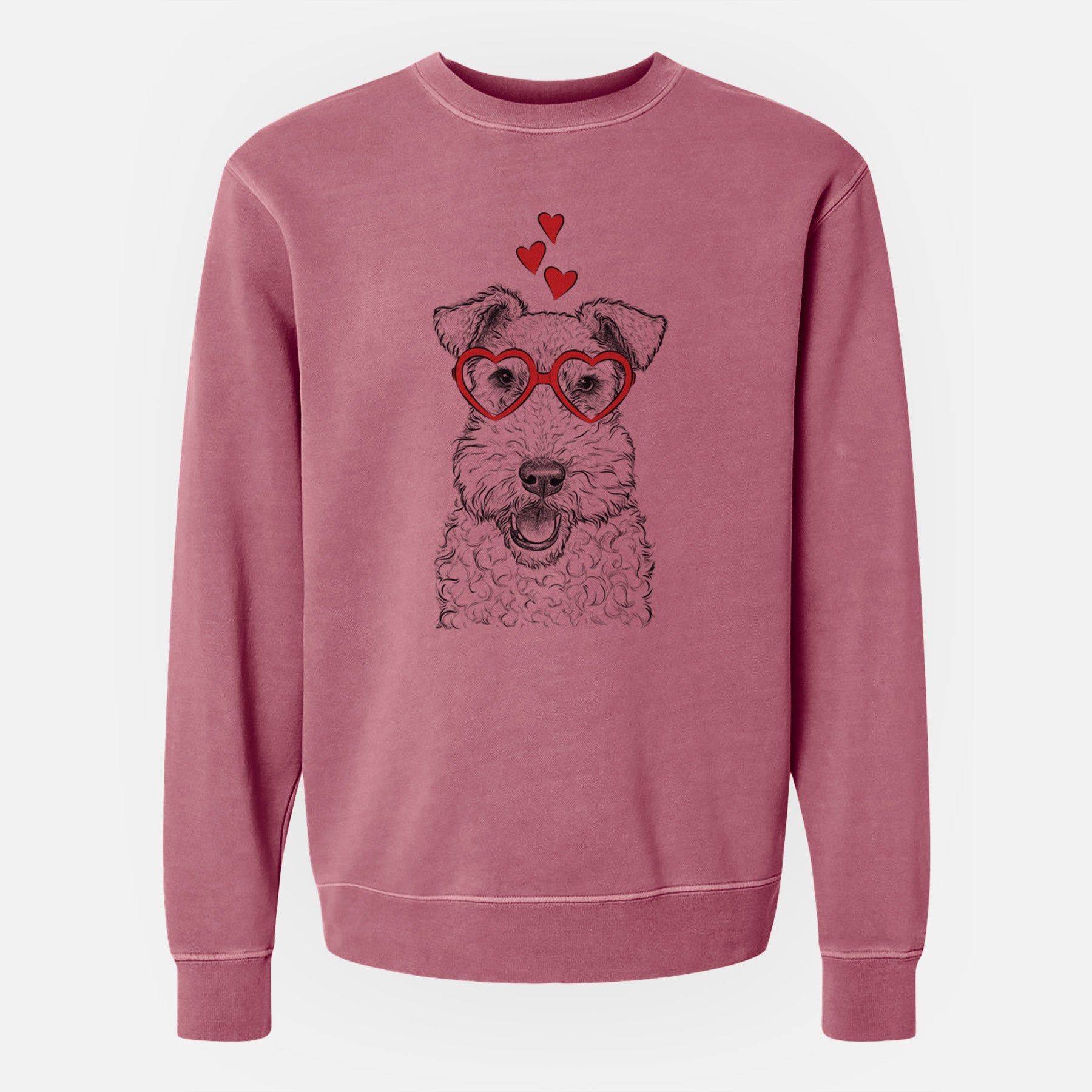 Valentine Ted the Wire Fox Terrier - Unisex Pigment Dyed Crew Sweatshirt