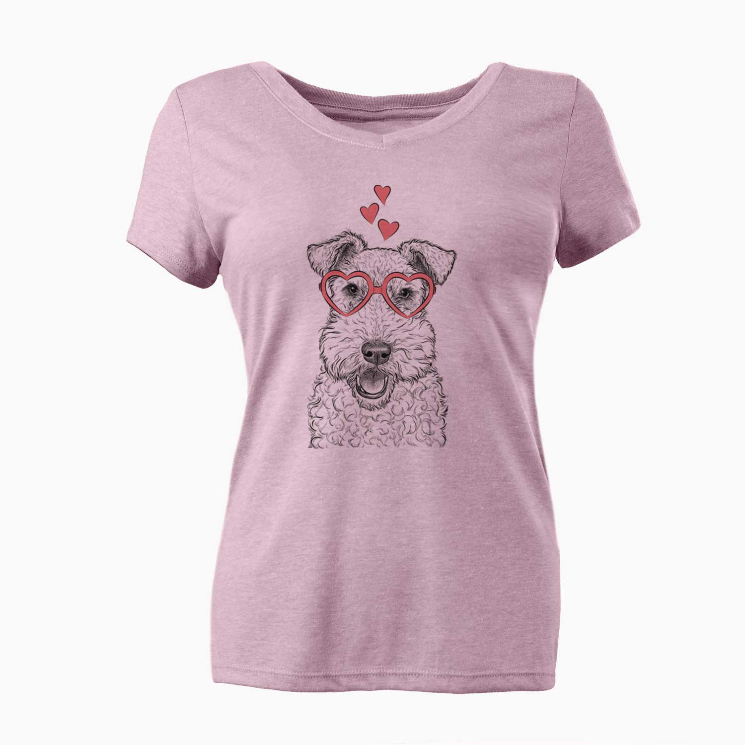 Valentine Ted the Wire Fox Terrier - Women's V-neck Shirt