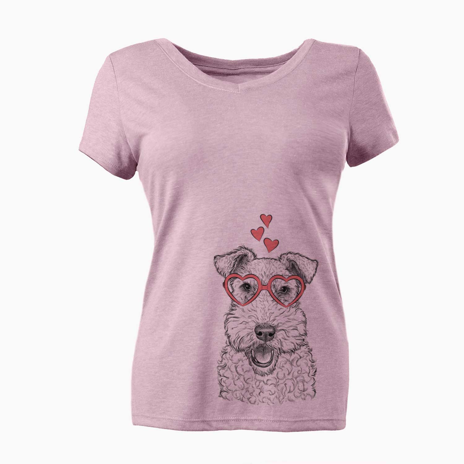 Valentine Ted the Wire Fox Terrier - Women's V-neck Shirt