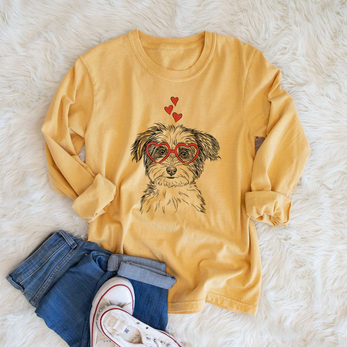 Valentine Teddy the Havanese - Heavyweight 100% Cotton Long Sleeve