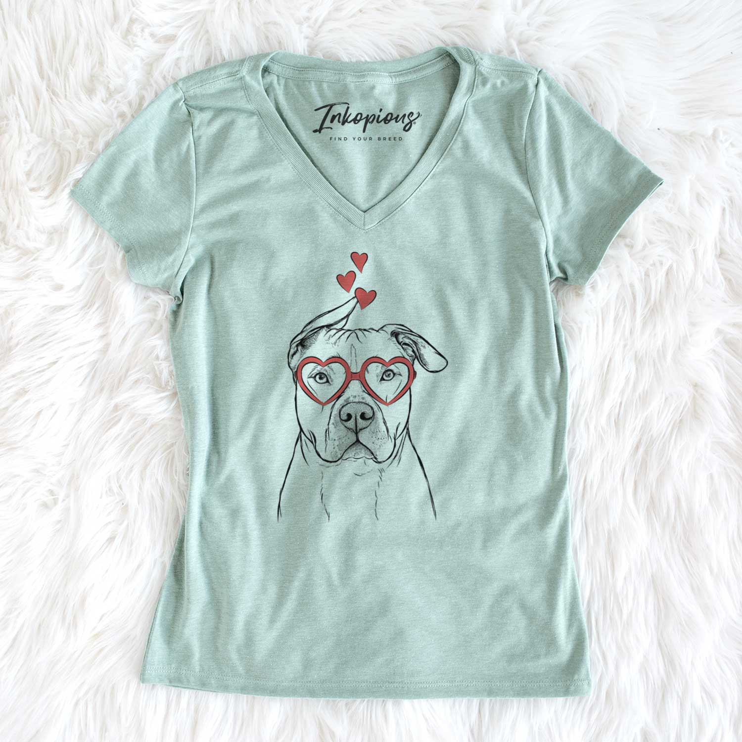 Valentine Teddy Jam the Pitbull - Women's V-neck Shirt