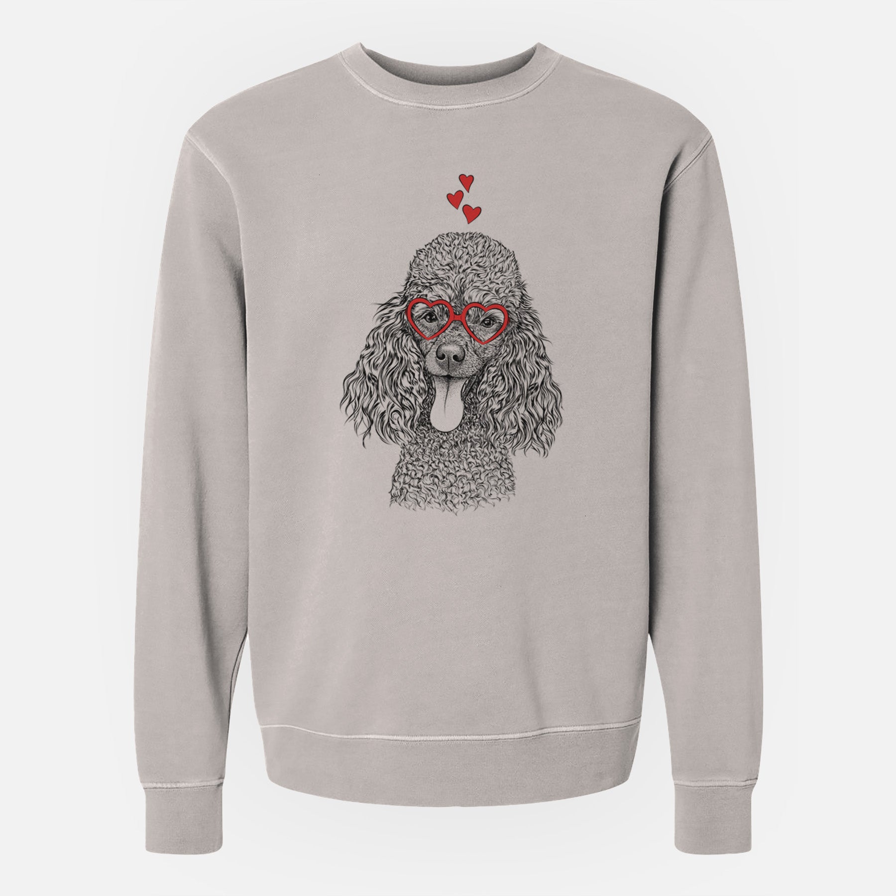 Valentine Teddy the Mini Poodle - Unisex Pigment Dyed Crew Sweatshirt