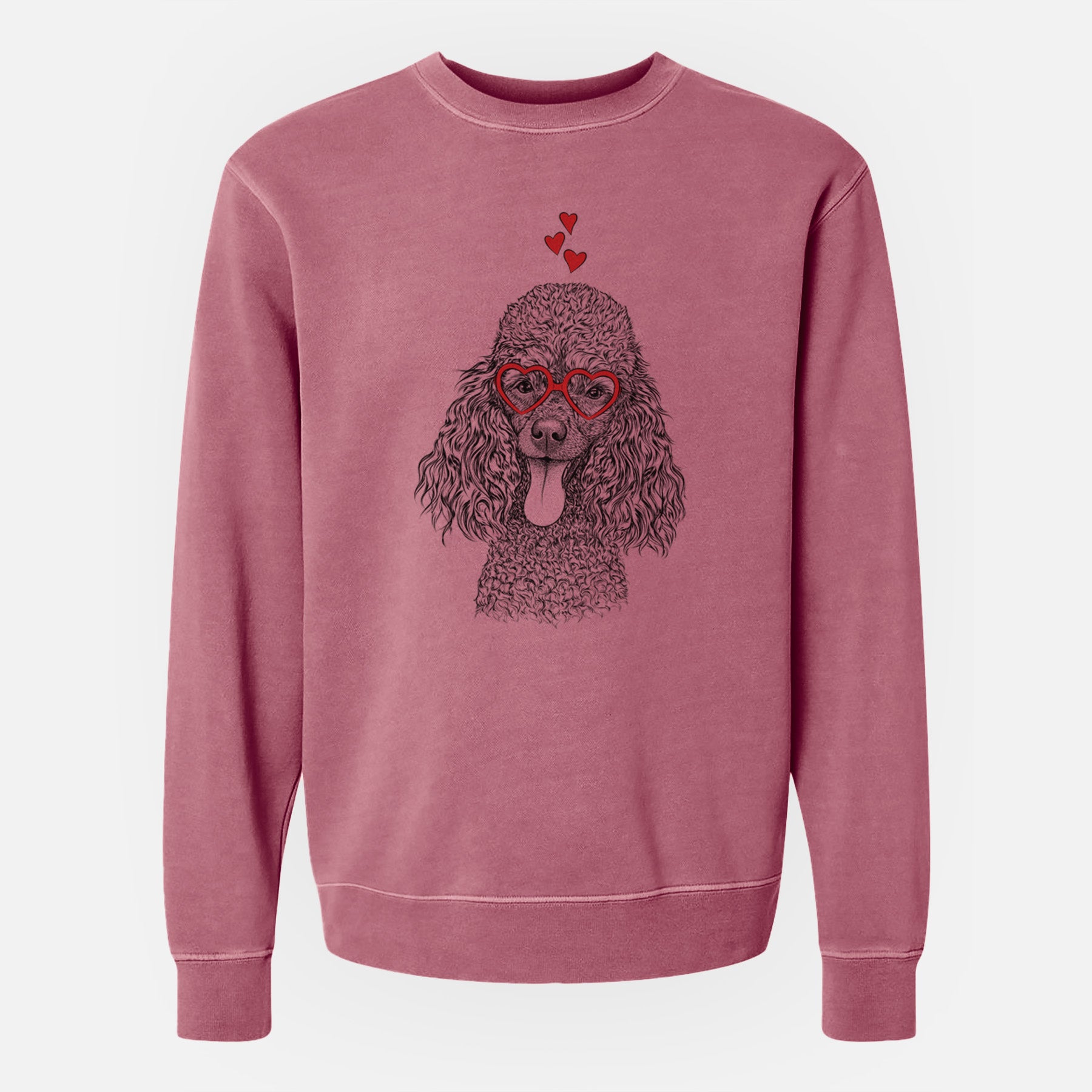 Valentine Teddy the Mini Poodle - Unisex Pigment Dyed Crew Sweatshirt