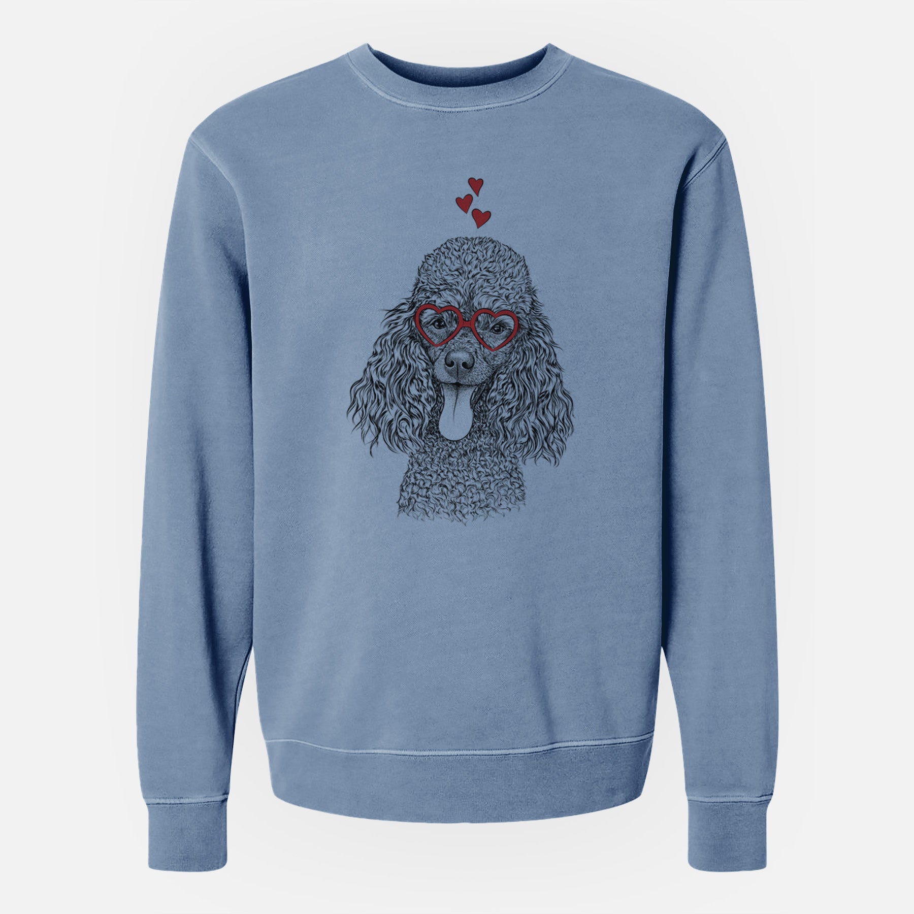 Valentine Teddy the Mini Poodle - Unisex Pigment Dyed Crew Sweatshirt