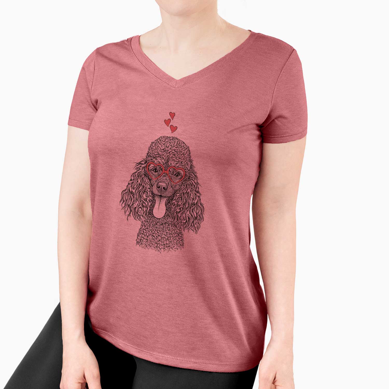 Valentine Teddy the Mini Poodle - Women's V-neck Shirt