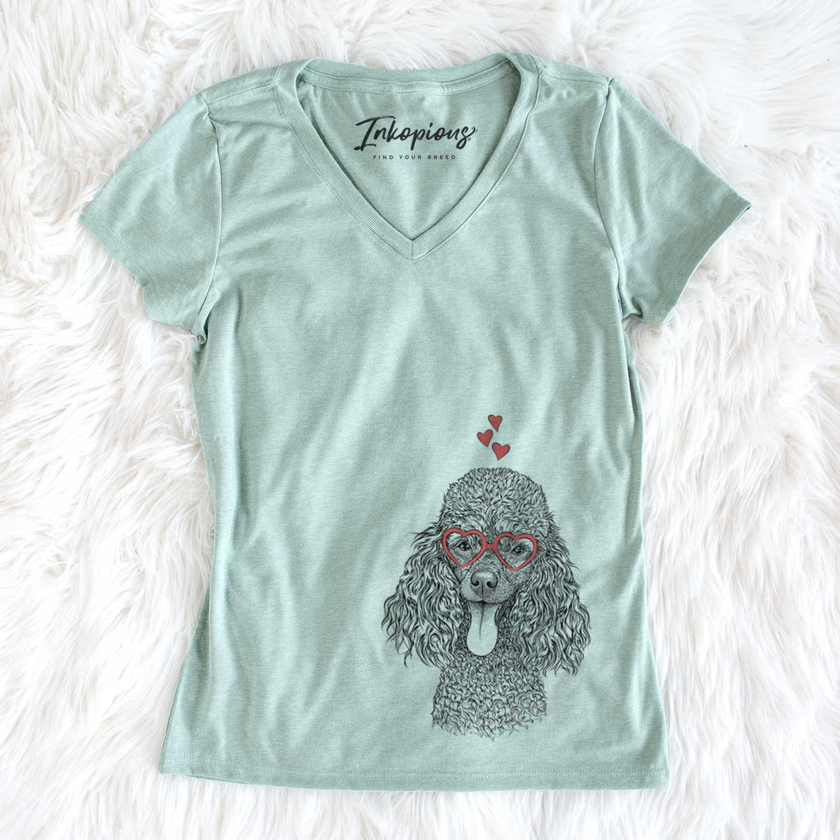 Valentine Teddy the Mini Poodle - Women&#39;s V-neck Shirt