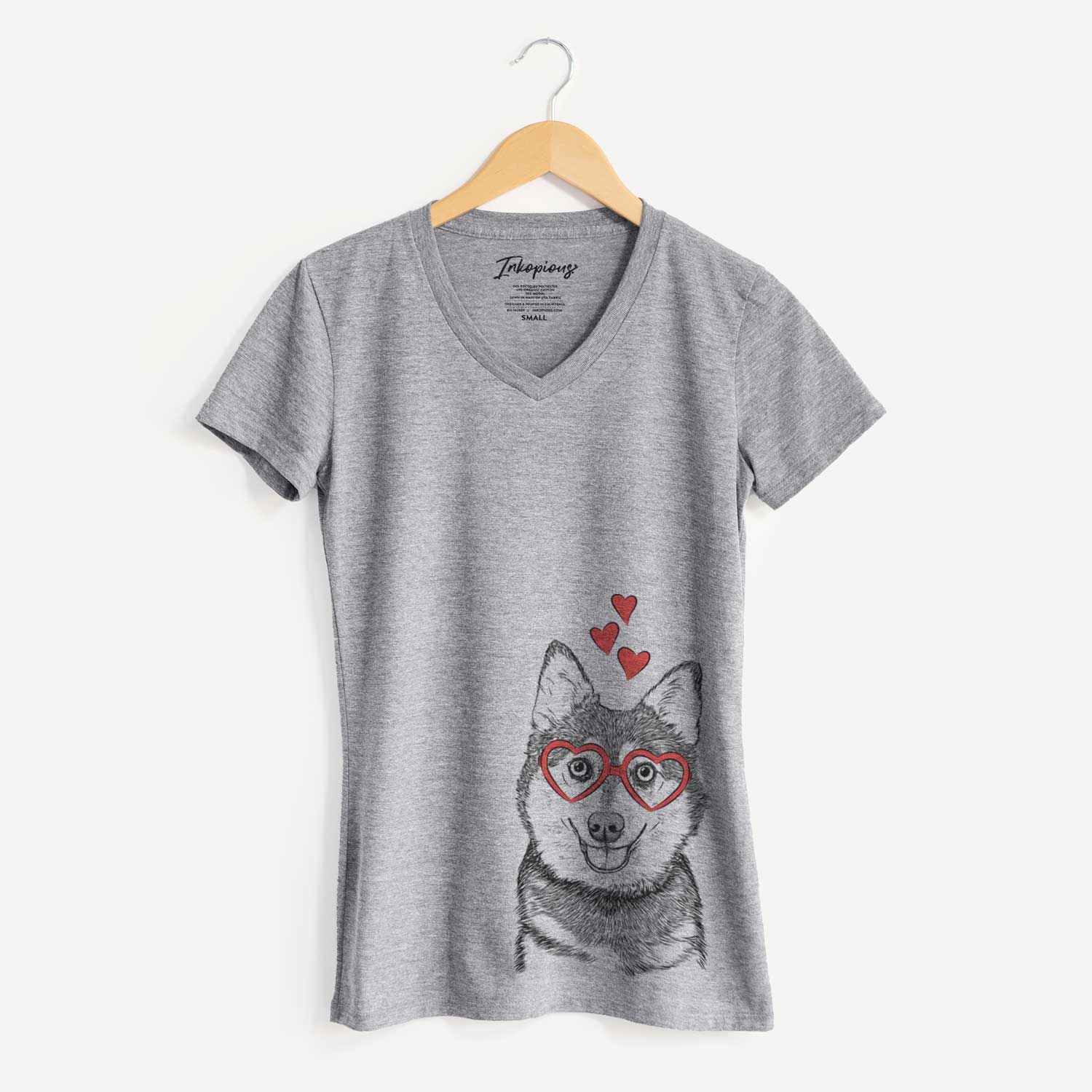 Valentine Tellie the Alaskan Klee Kai - Women's V-neck Shirt