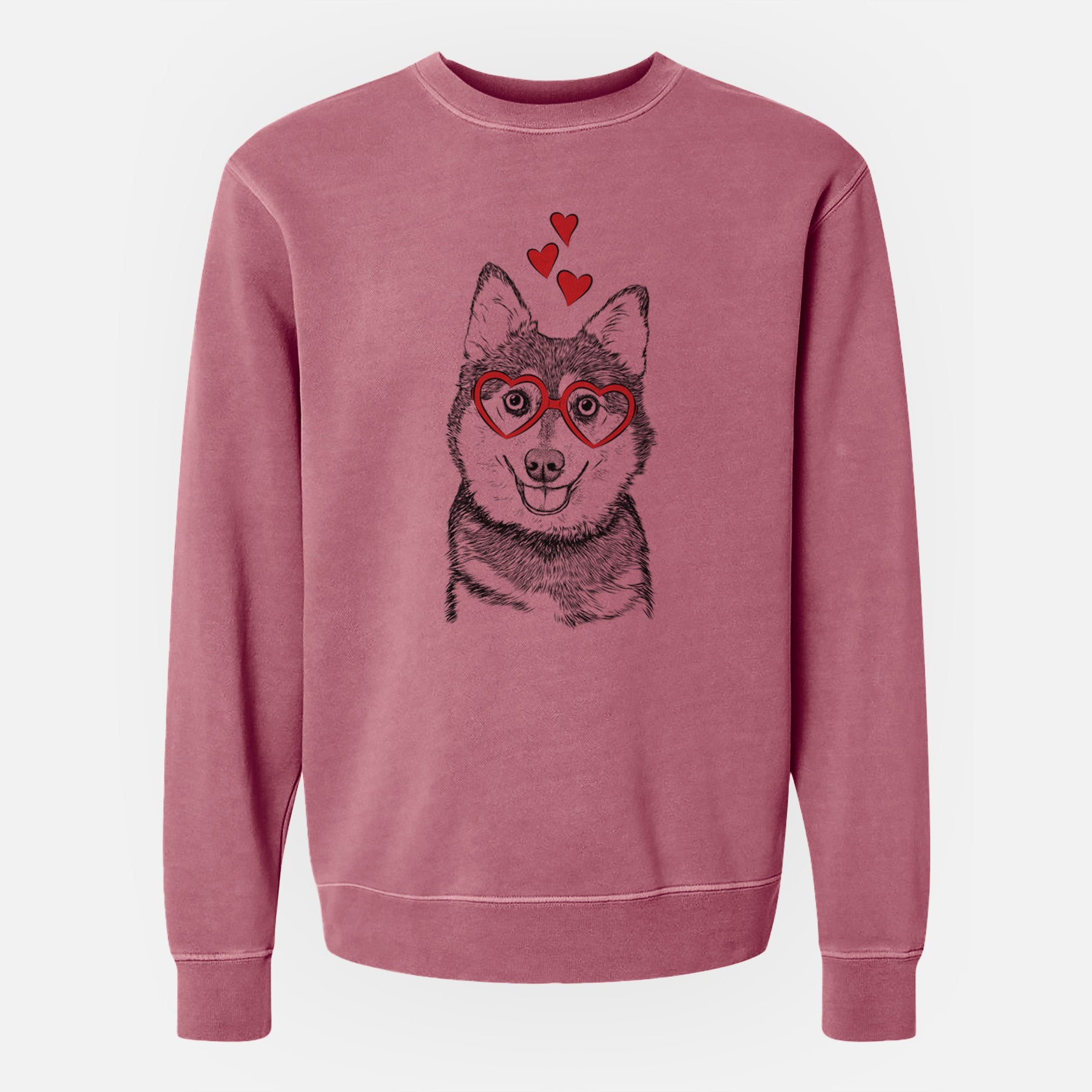 Valentine Tellie the Alaskan Klee Kai - Unisex Pigment Dyed Crew Sweatshirt