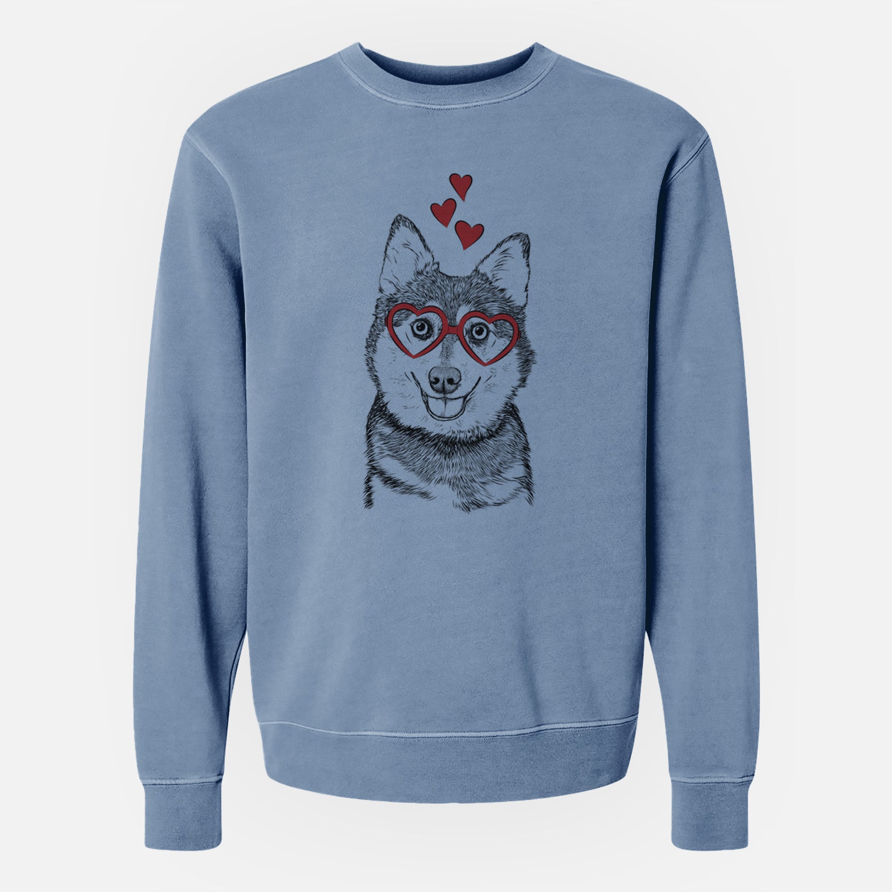 Valentine Tellie the Alaskan Klee Kai - Unisex Pigment Dyed Crew Sweatshirt