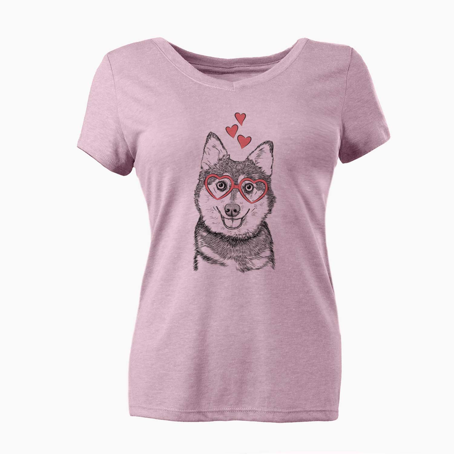 Valentine Tellie the Alaskan Klee Kai - Women's V-neck Shirt