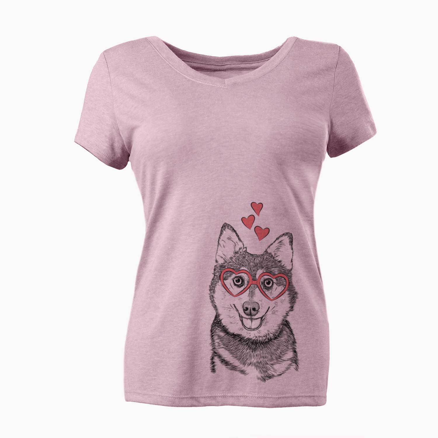 Valentine Tellie the Alaskan Klee Kai - Women's V-neck Shirt