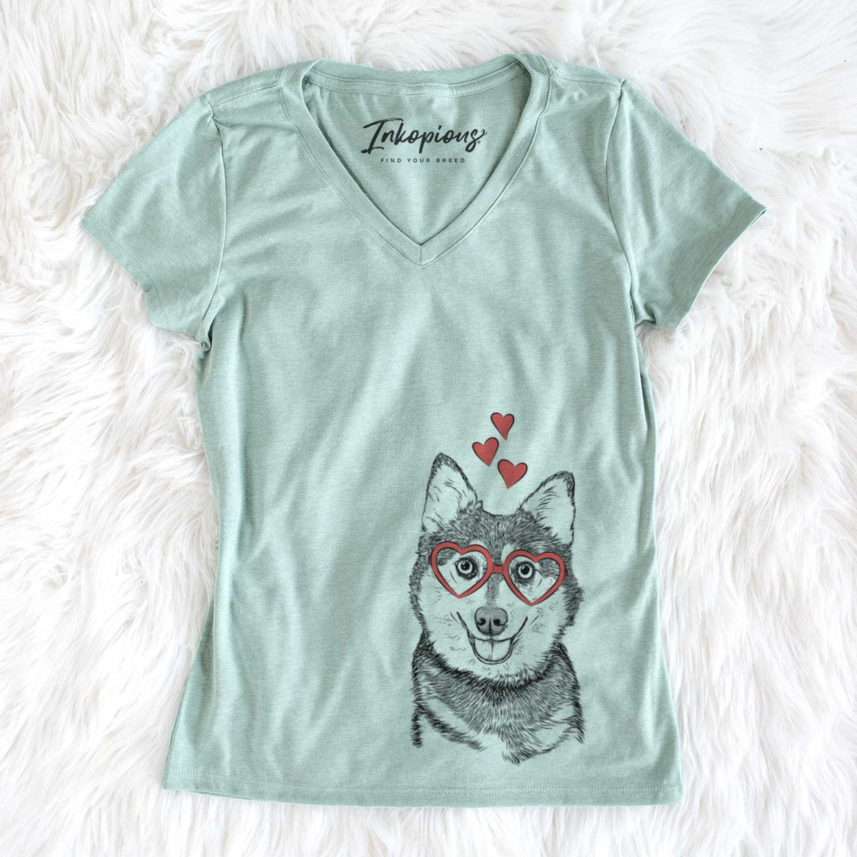 Valentine Tellie the Alaskan Klee Kai - Women&#39;s V-neck Shirt